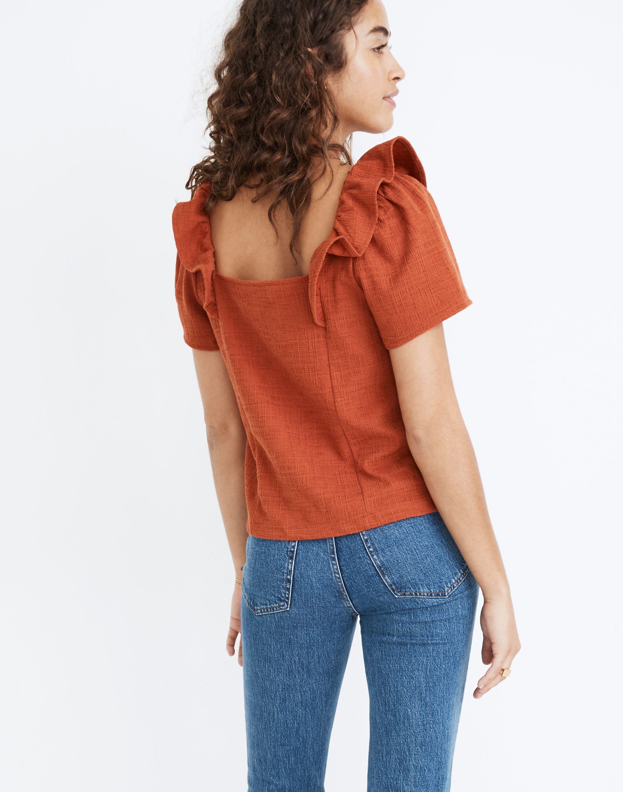 Crosshatch Ruffled Top | Madewell