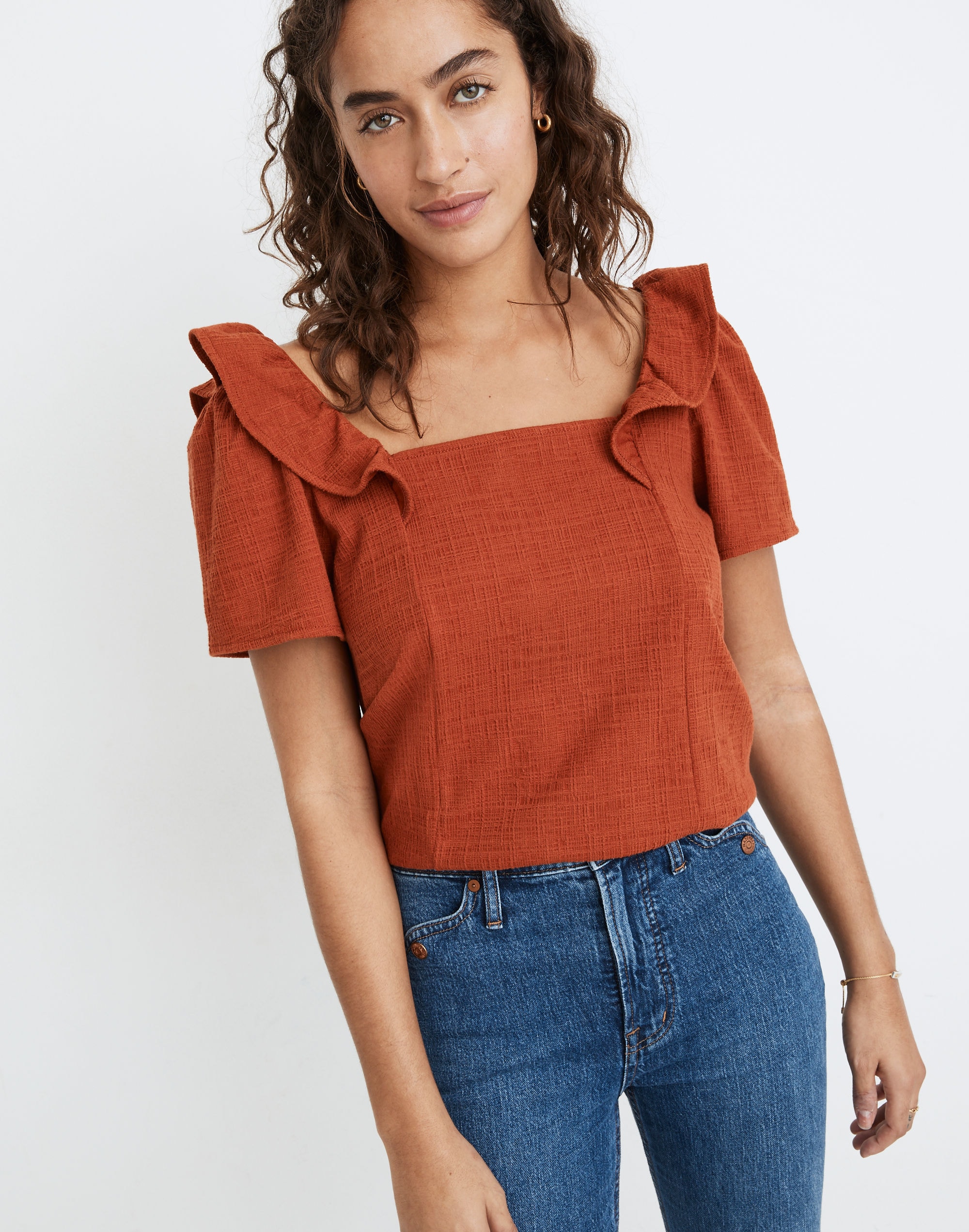 Crosshatch Ruffled Top | Madewell