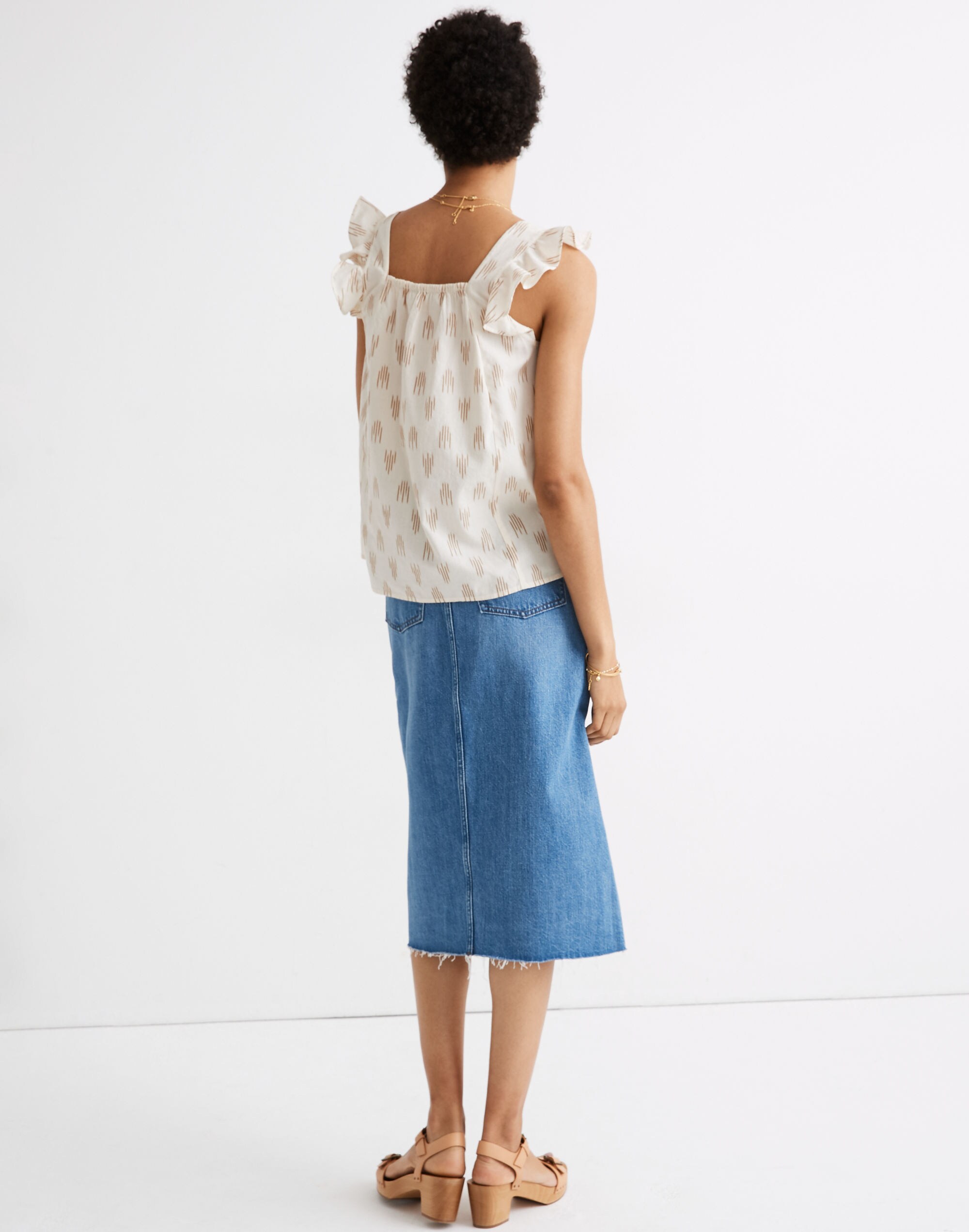 Smocked Ruffle-Strap Tank Top in Ikat | Madewell