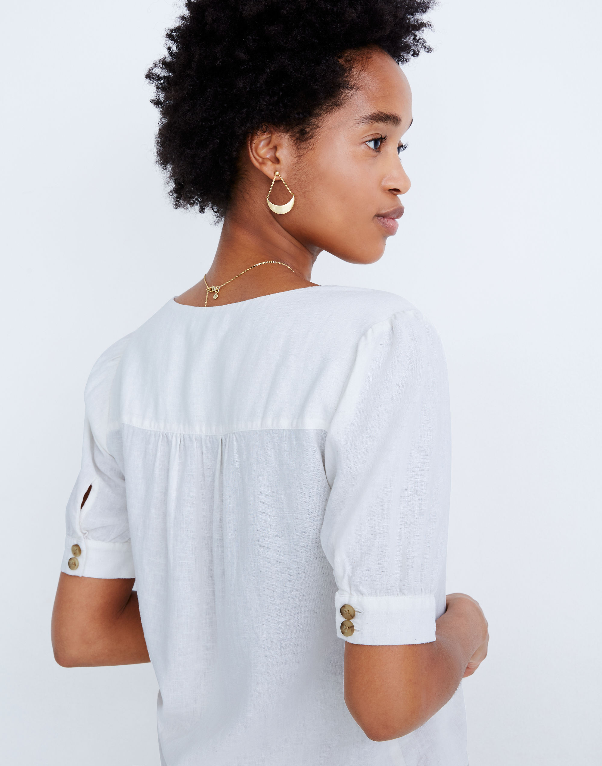 Linen-Blend Plaza Button-Front Shirt | Madewell