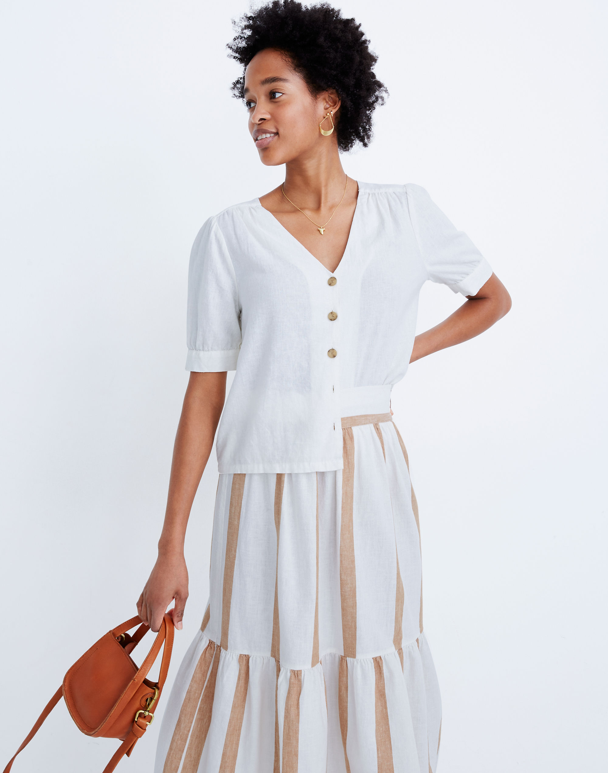 Linen-Blend Plaza Button-Front Shirt | Madewell