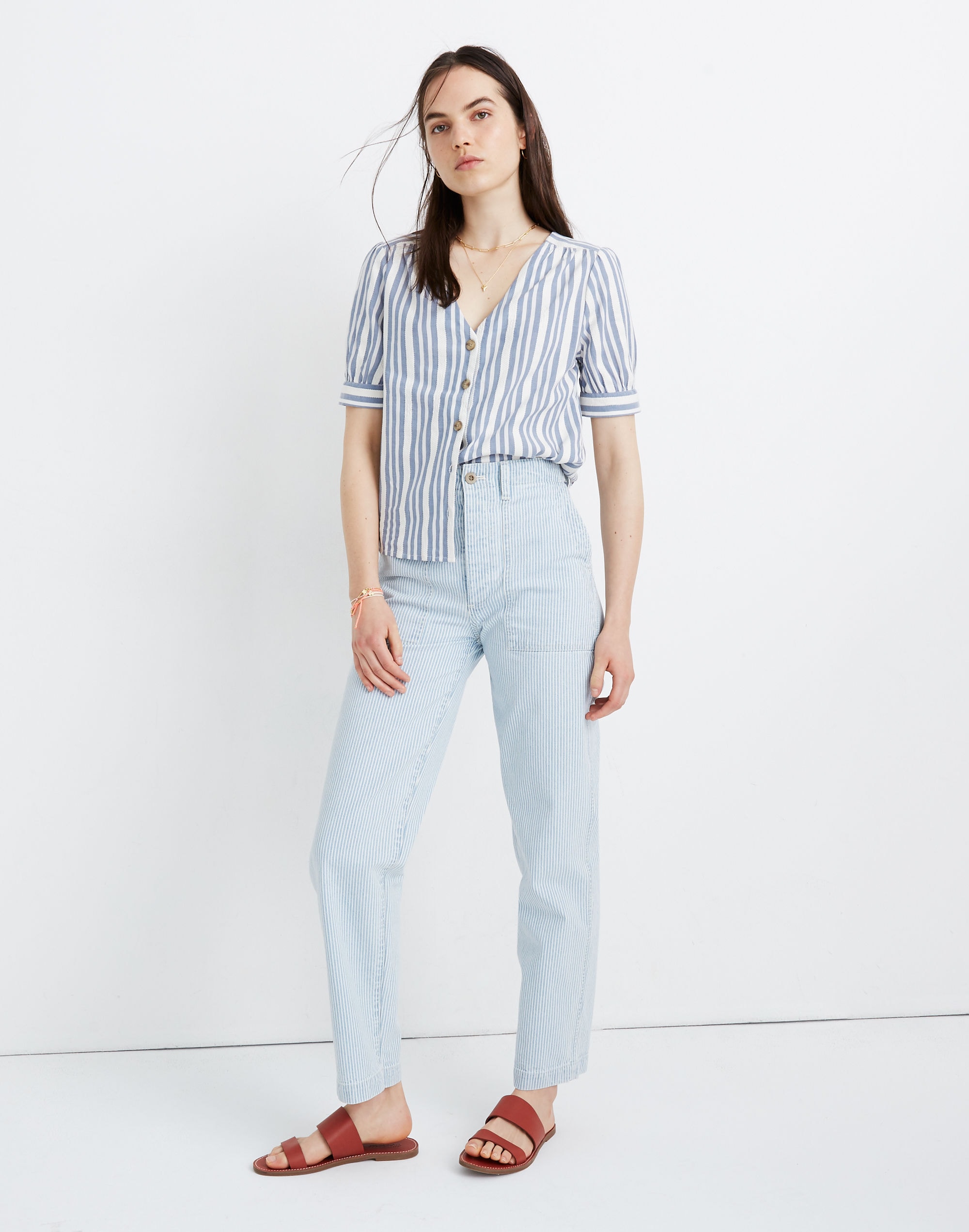 Plaza Button-Front Shirt in Stripe