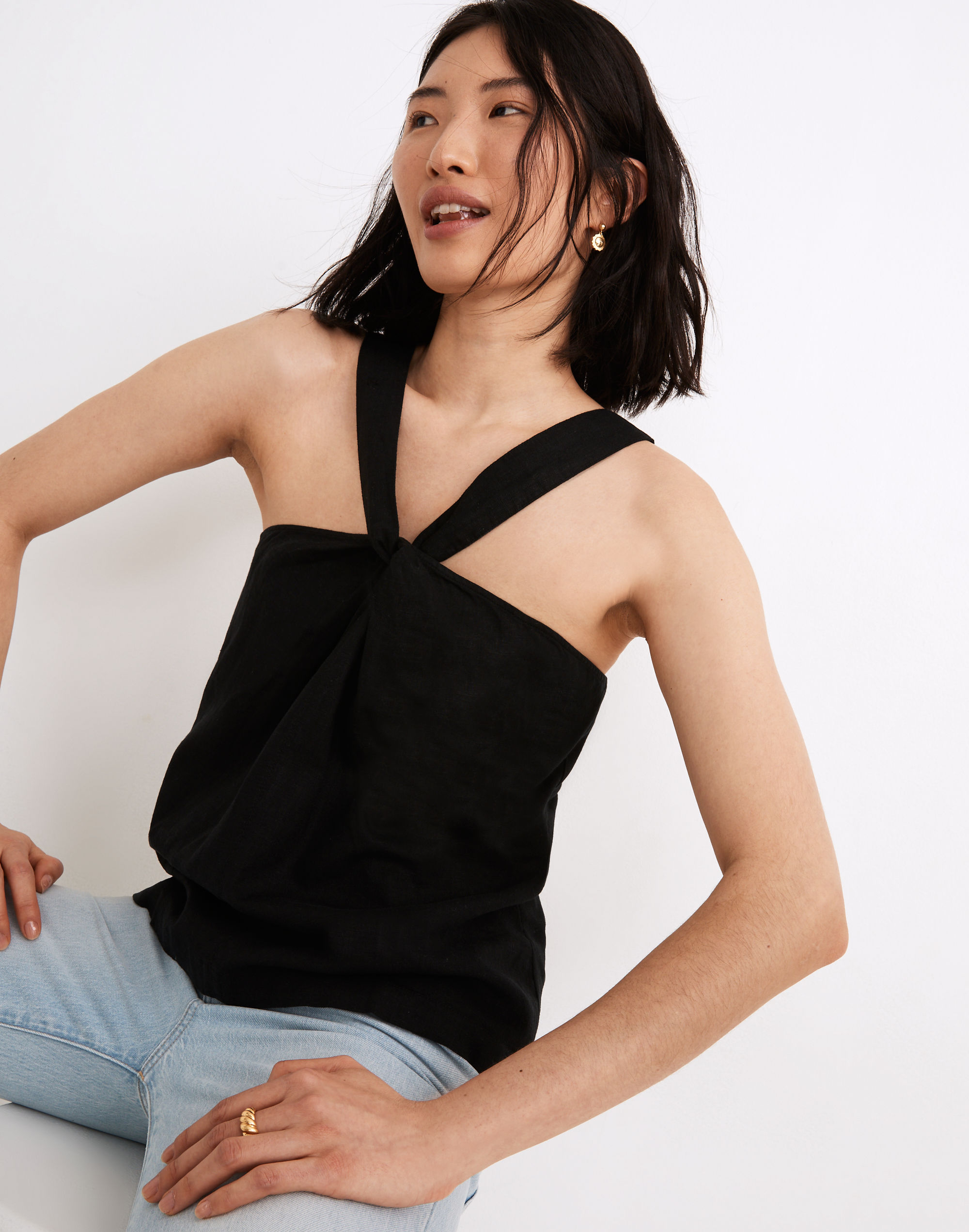 Linen-Blend Halter Tank Top | Madewell