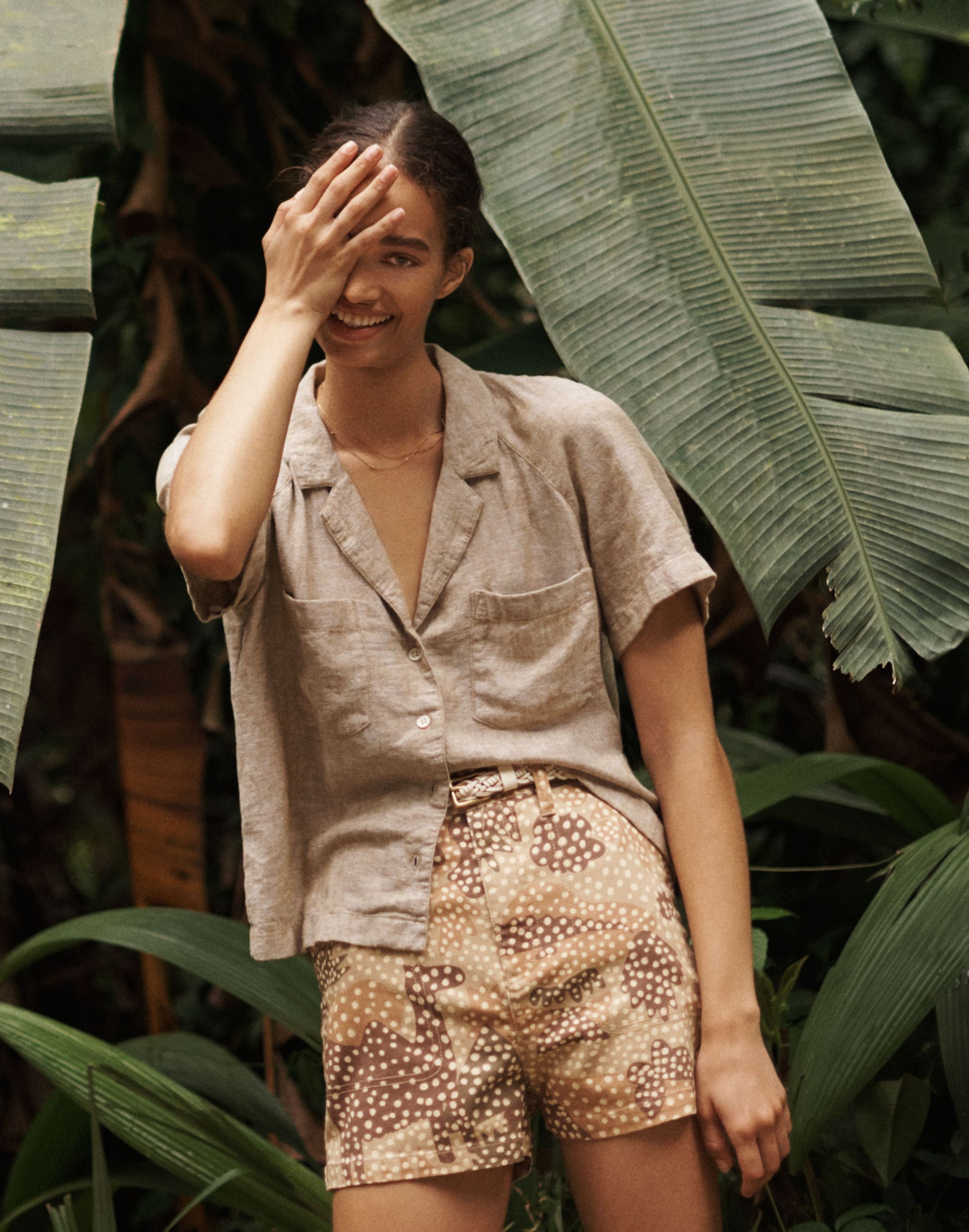 Linen-Blend Raglan Camp Shirt | Madewell