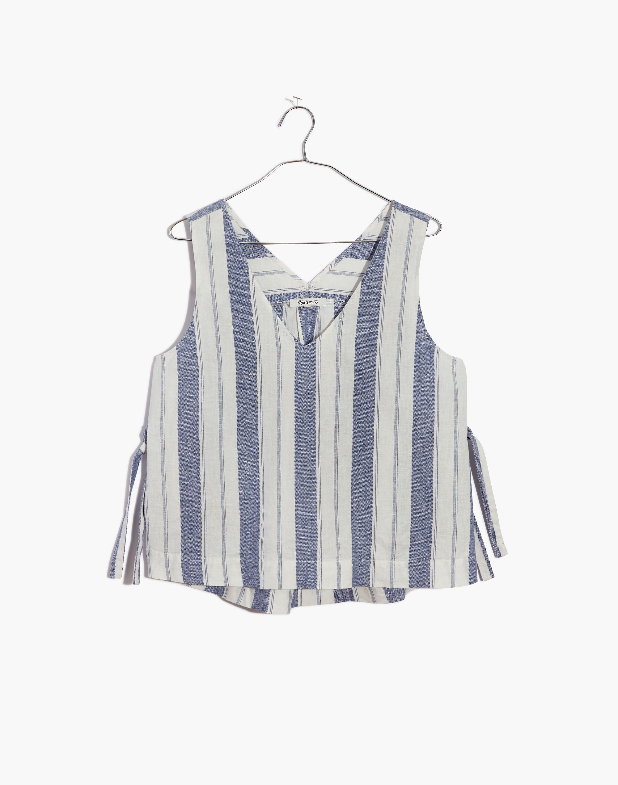 Linen-Blend Side-Tie Tank Top Stripe | Madewell