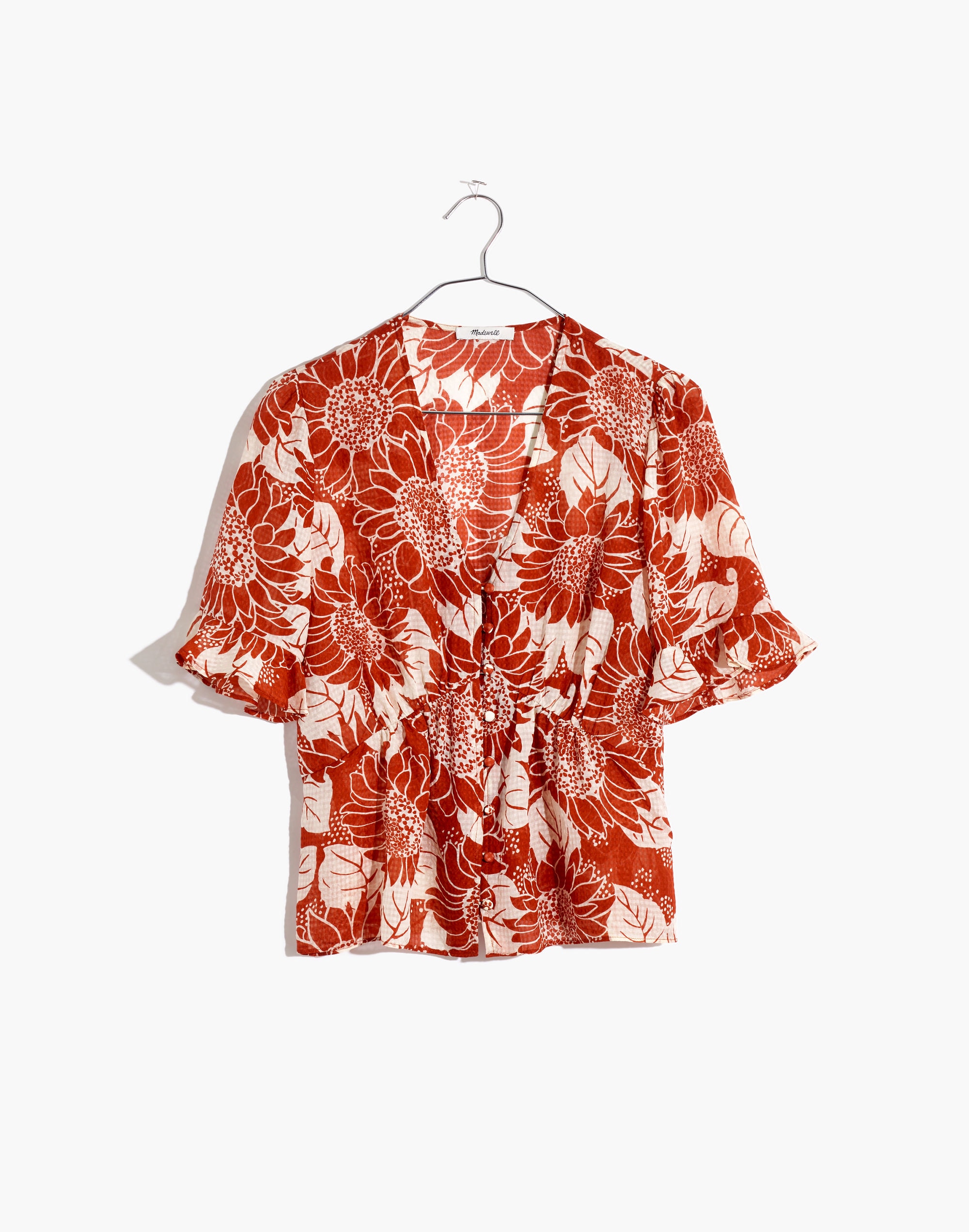 Silk Journal Keyhole-Sleeve Top in Sunflower Season | Madewell