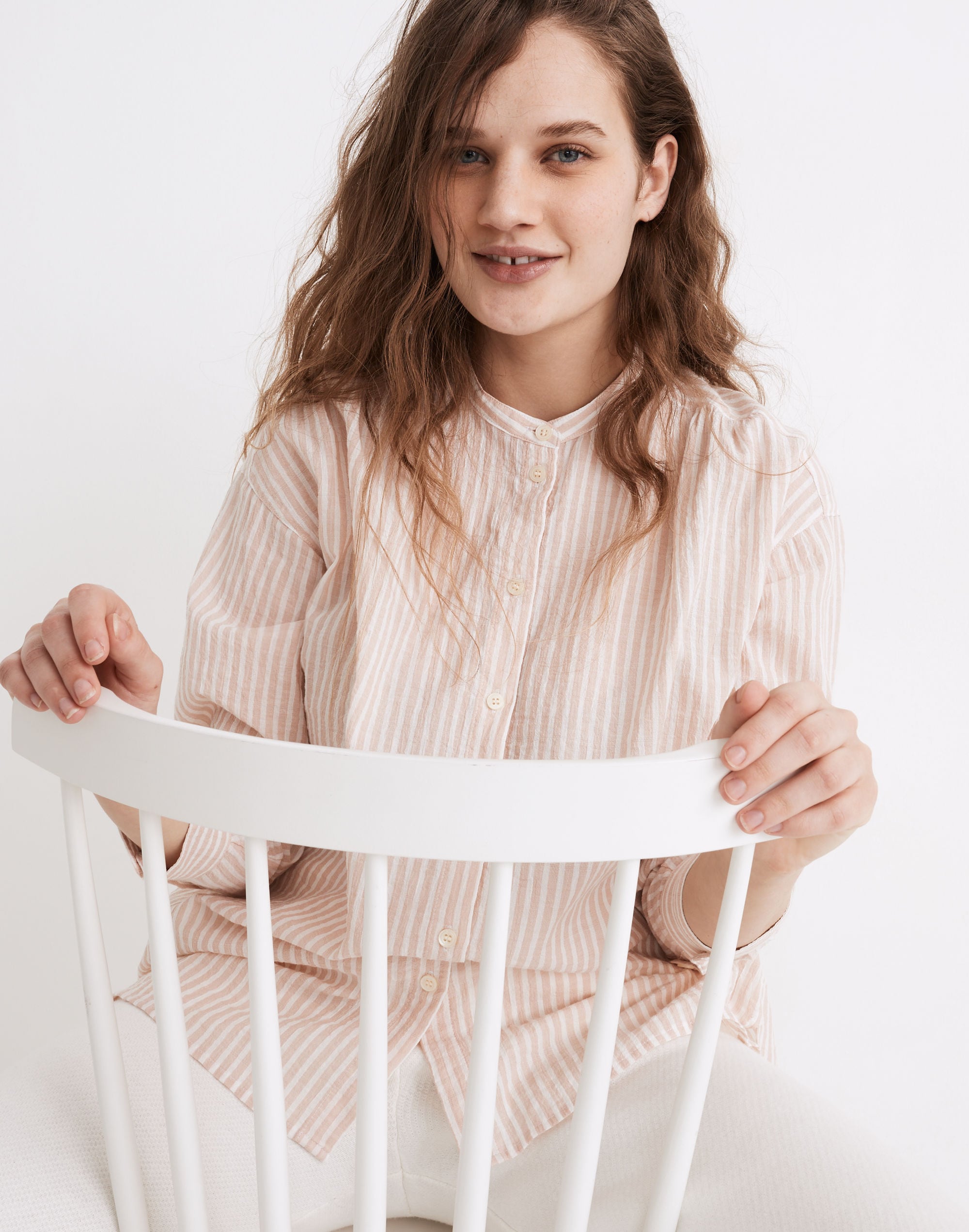 Banded Collar Tunic Top in Stripe | Madewell