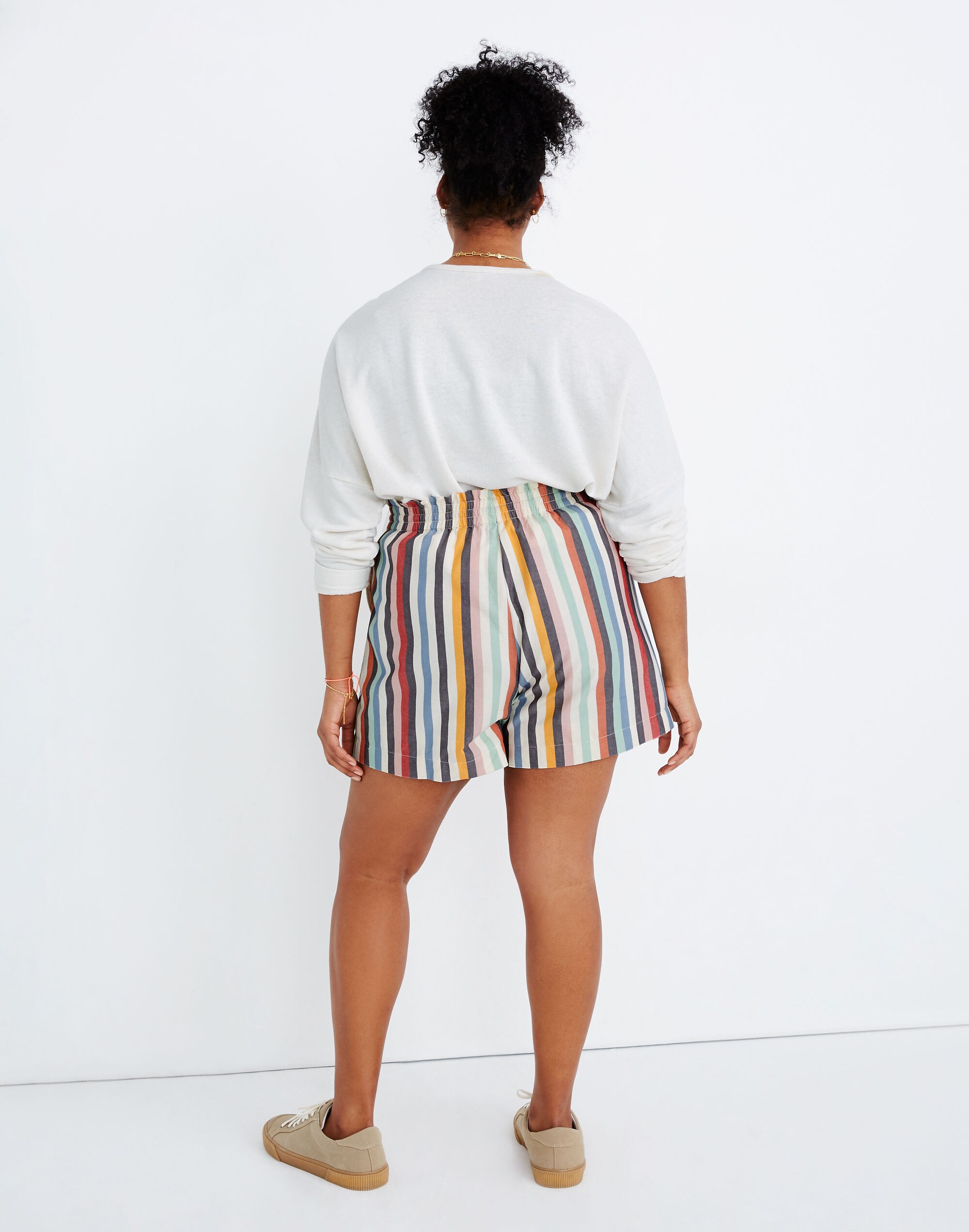 Smocked-Waist Pull-On Shorts in Rainbow Stripe | Madewell