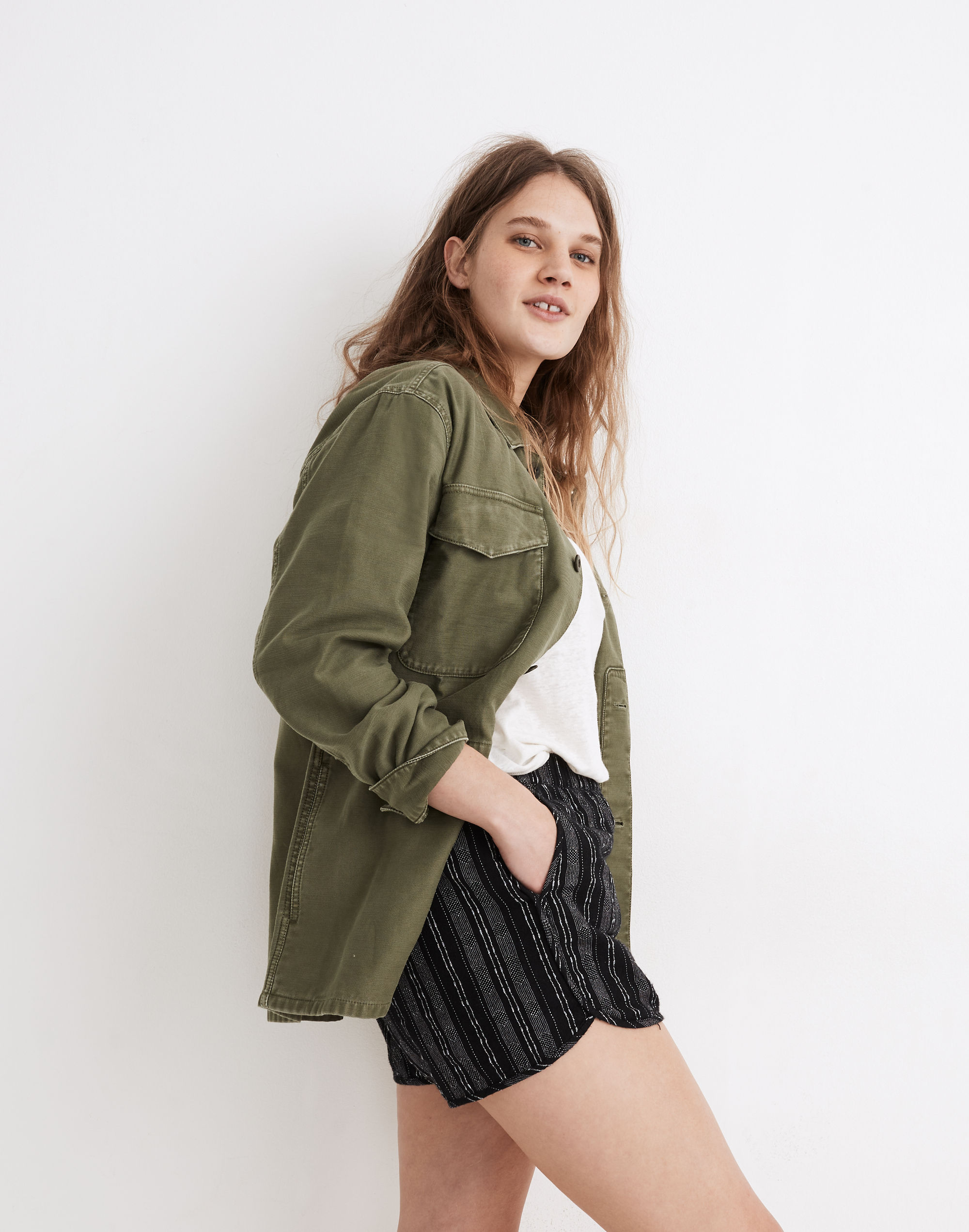 Linen-Cotton Pull-On Shorts in Jacquard Stripe | Madewell