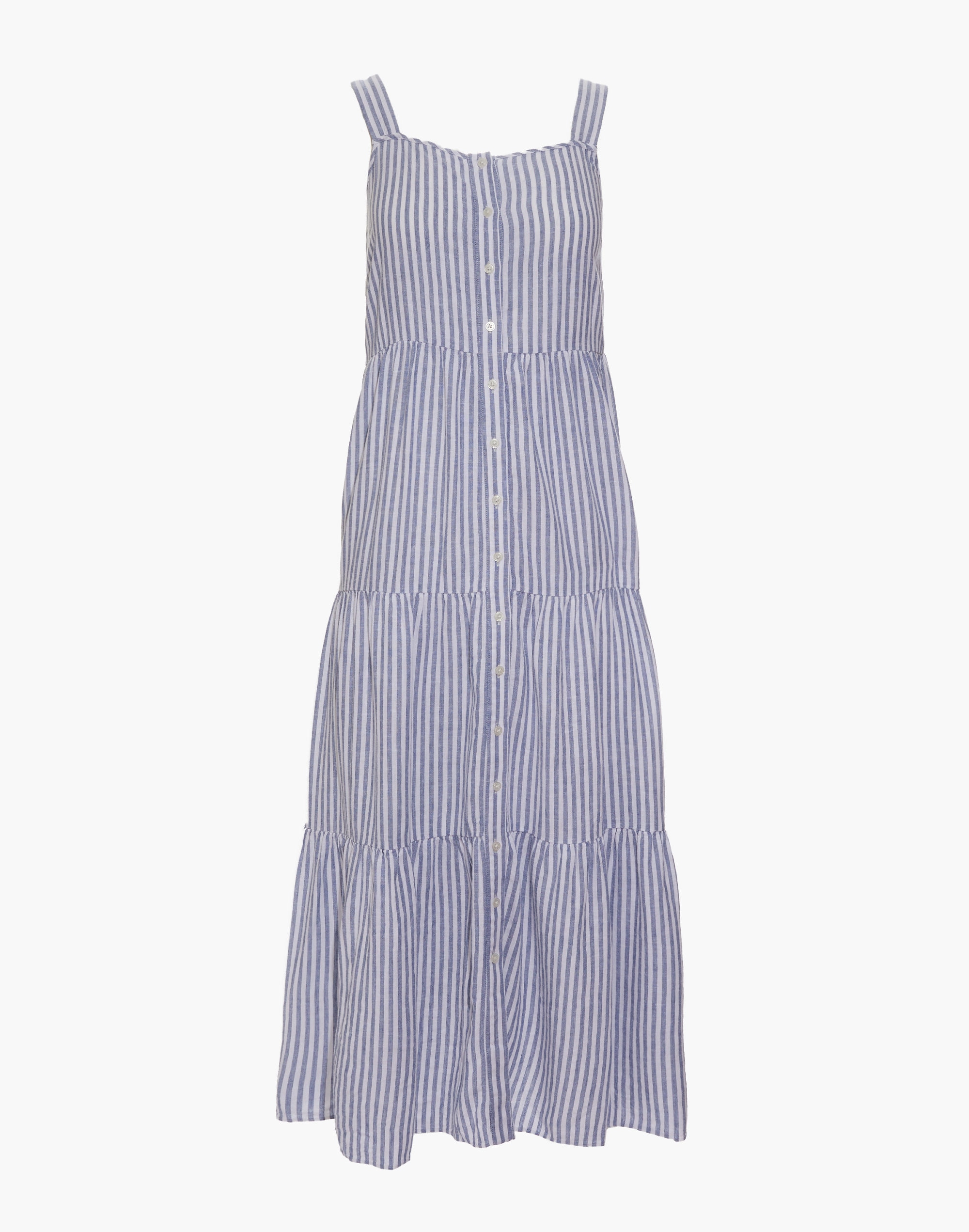 Women's Button Front Tiered Midi Dress in Stripe | Madewell