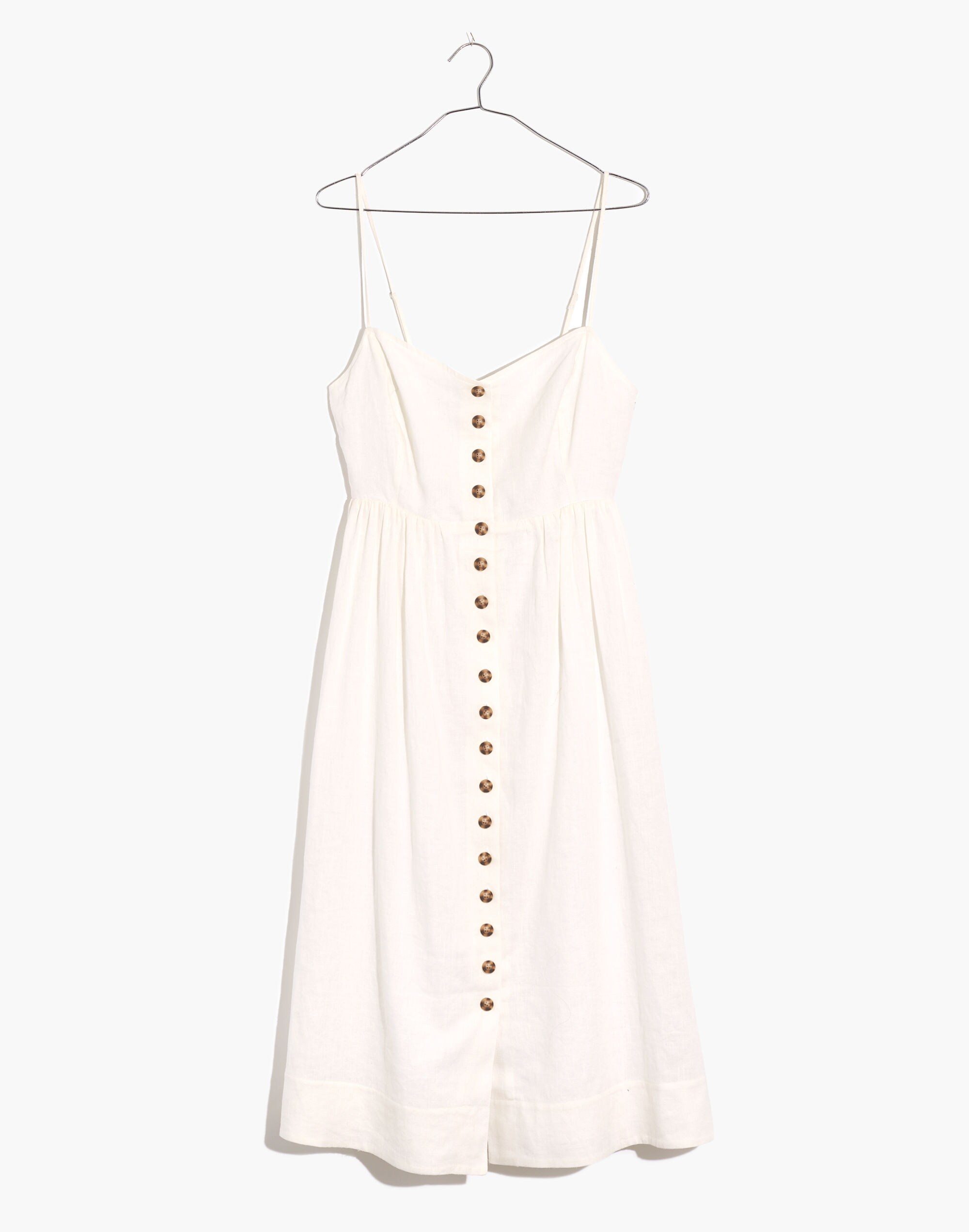 Linen-Cotton Cami Button-Front Midi Dress | Madewell