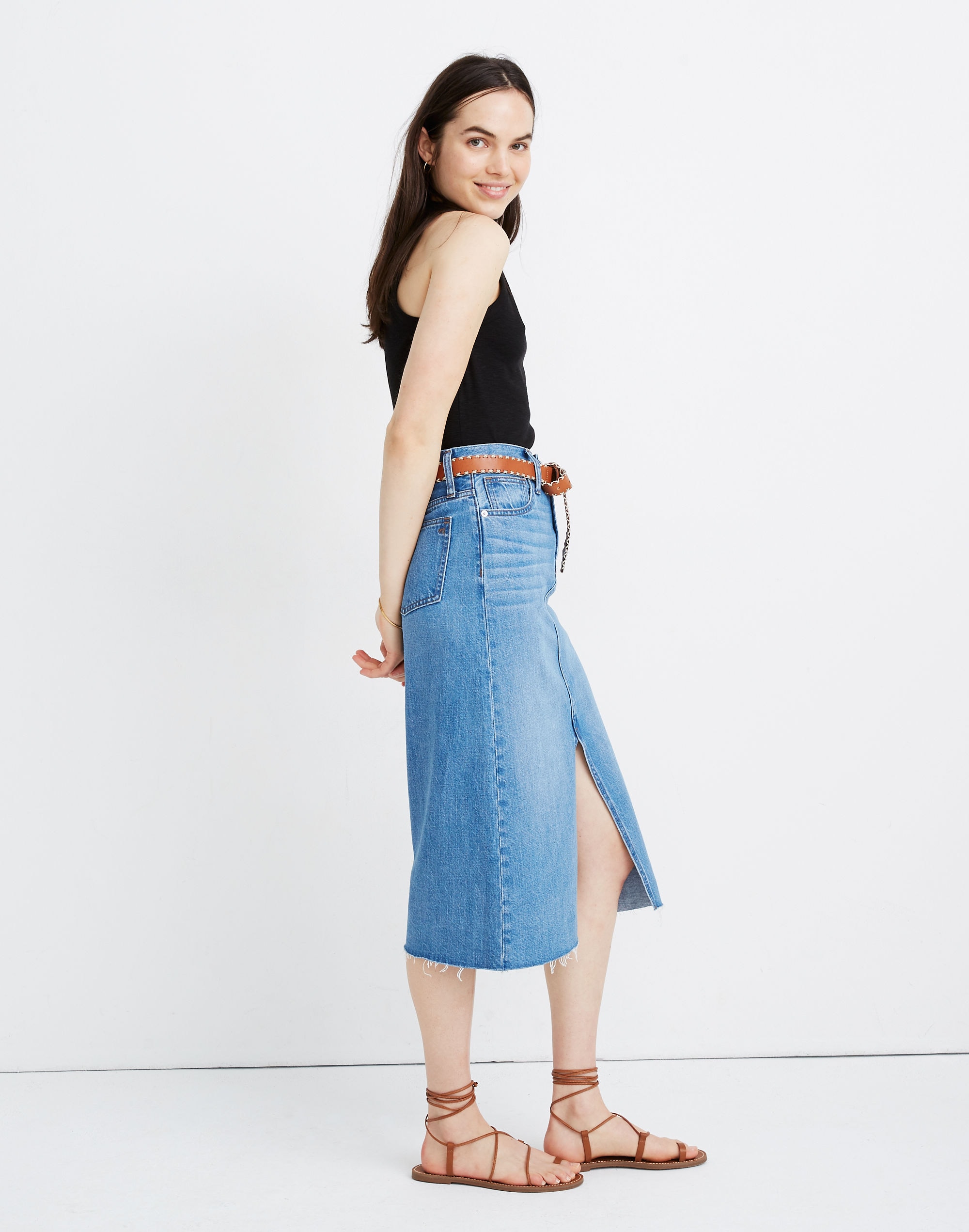 Rigid Denim A-Line Midi Skirt in Carrick Wash | Madewell