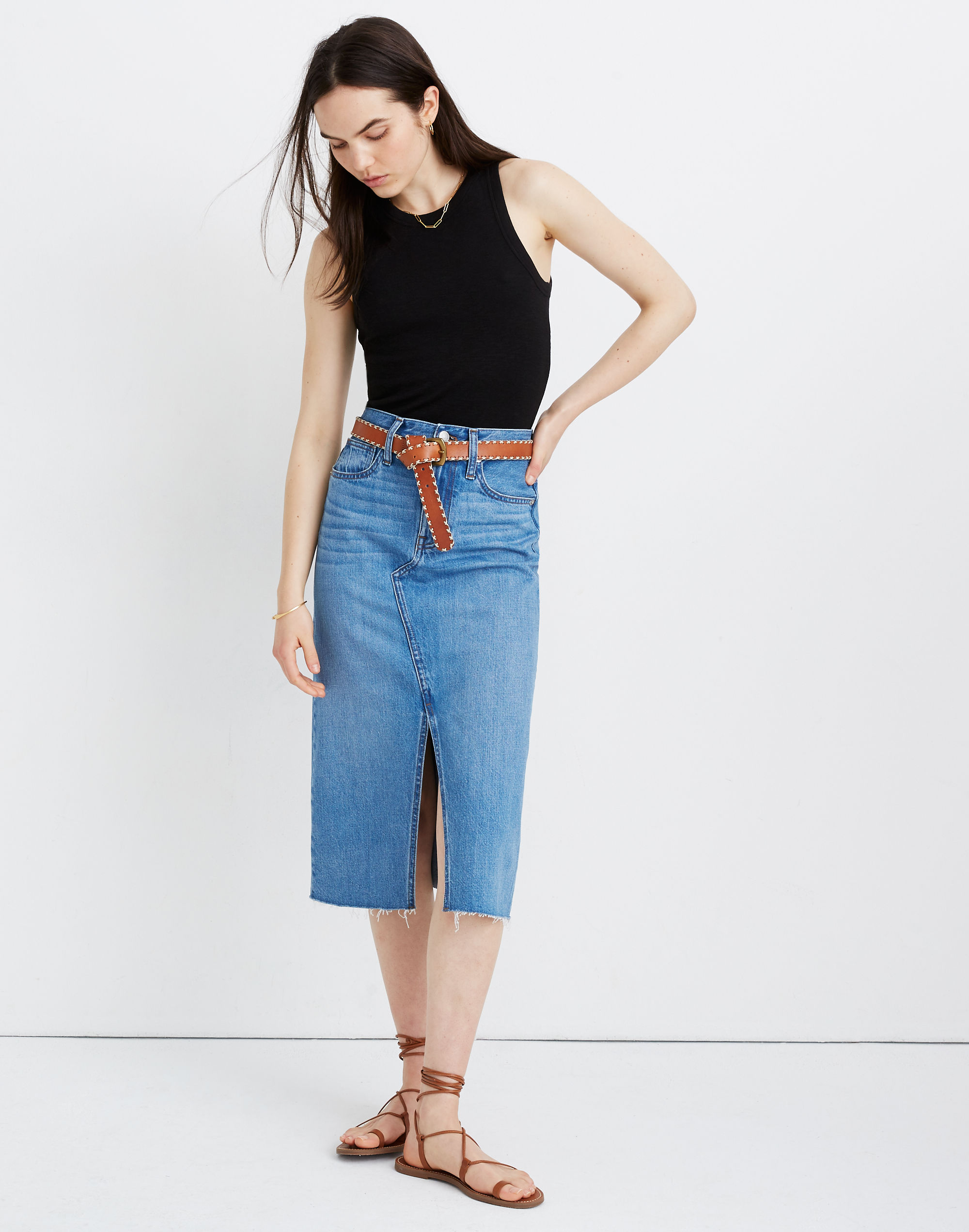 Rigid Denim A-Line Midi Skirt in Carrick Wash | Madewell