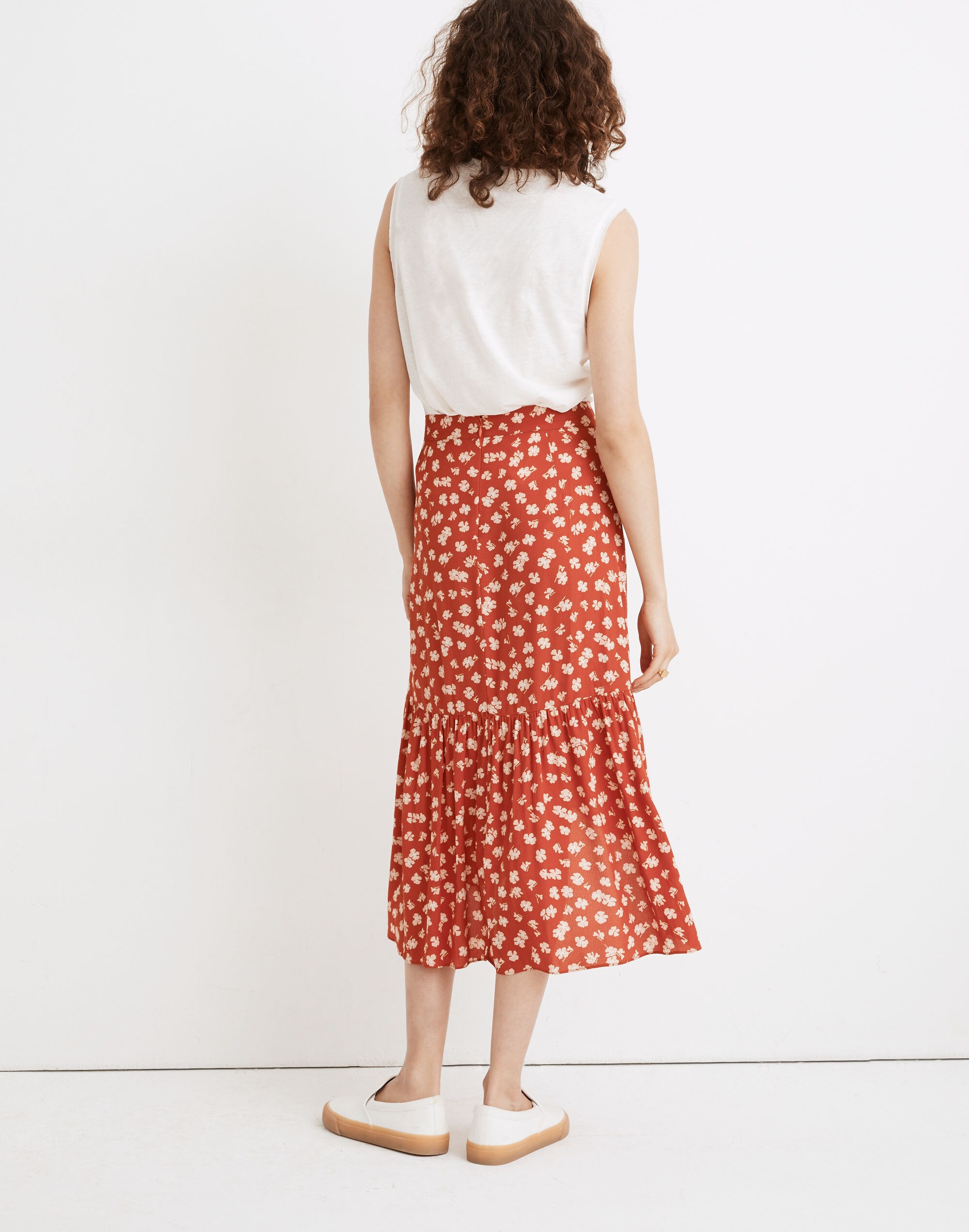 Ruffle-Wrap Midi Skirt in Happy Hibiscus | Madewell