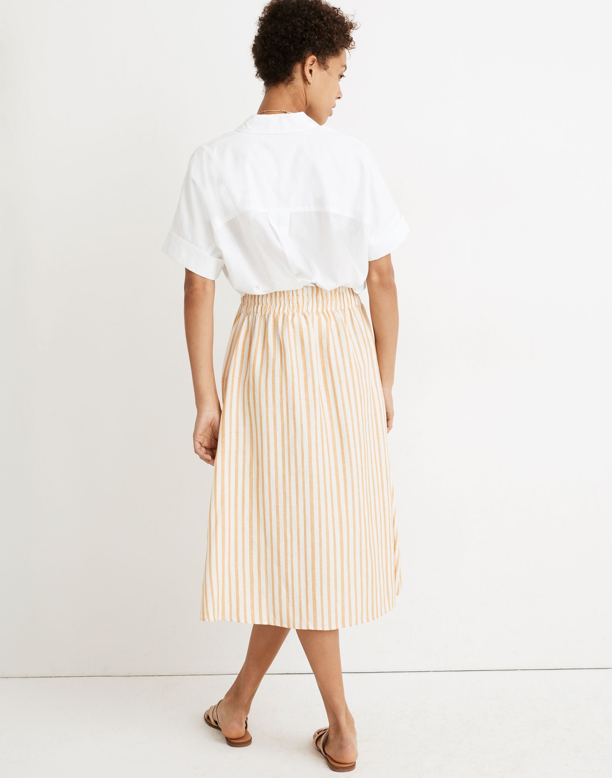 Smocked-Waist Midi Skirt Stripe | Madewell