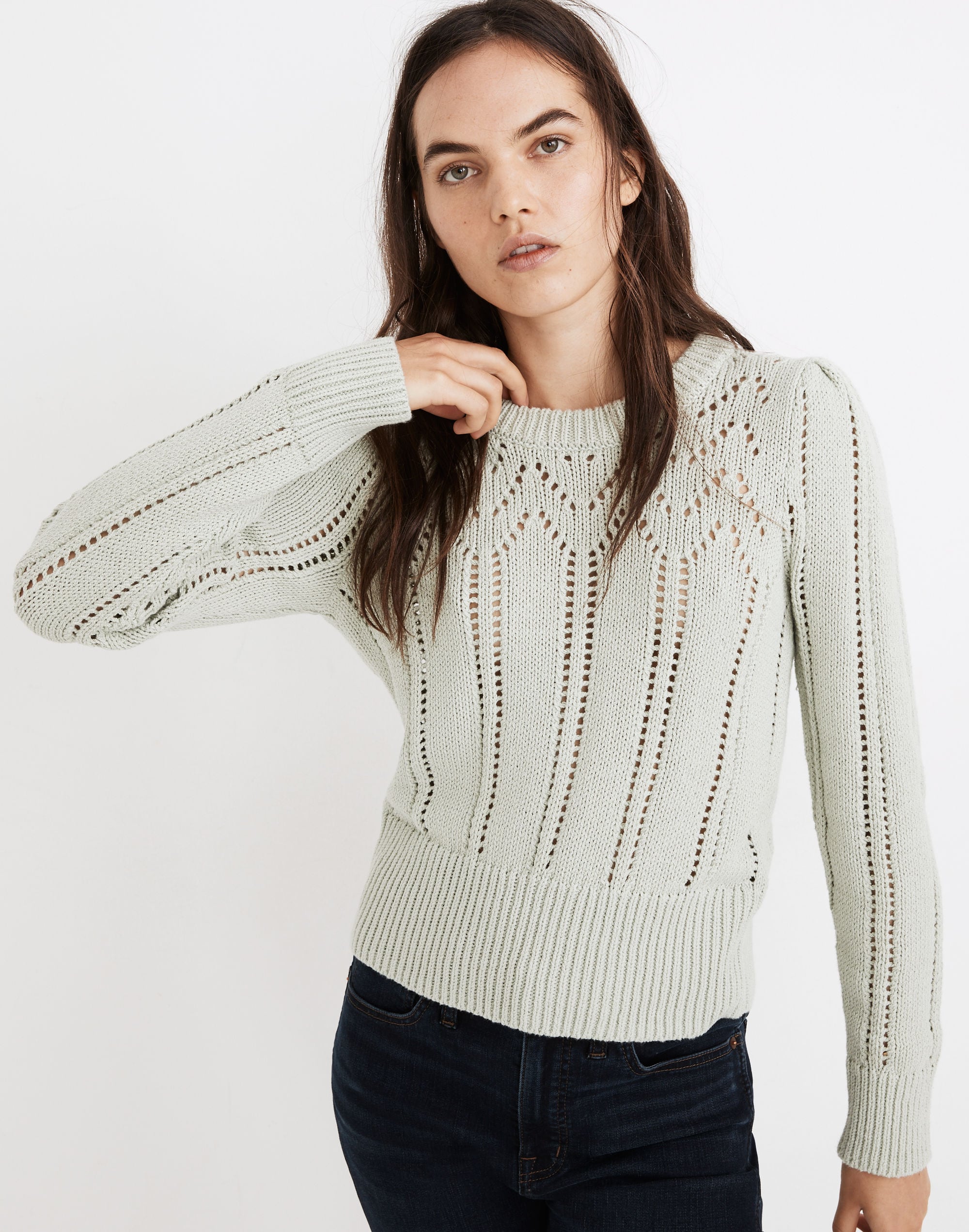 Pointelle Puff-Sleeve Sweater | Madewell