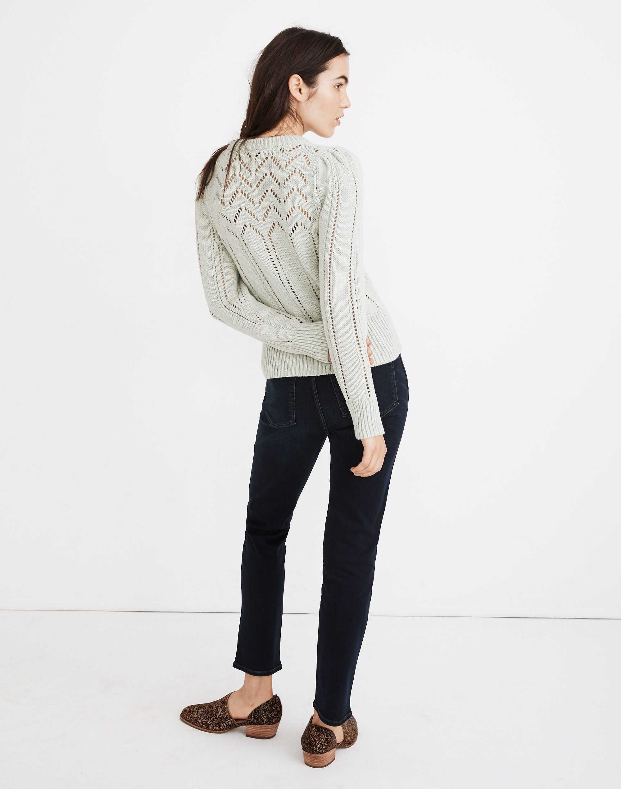 Pointelle Puff-Sleeve Sweater | Madewell