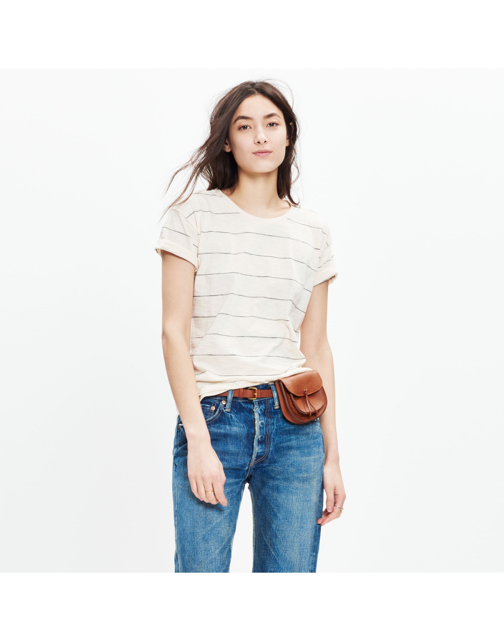 Slub Crewneck Tee in Minimal Stripe | Madewell