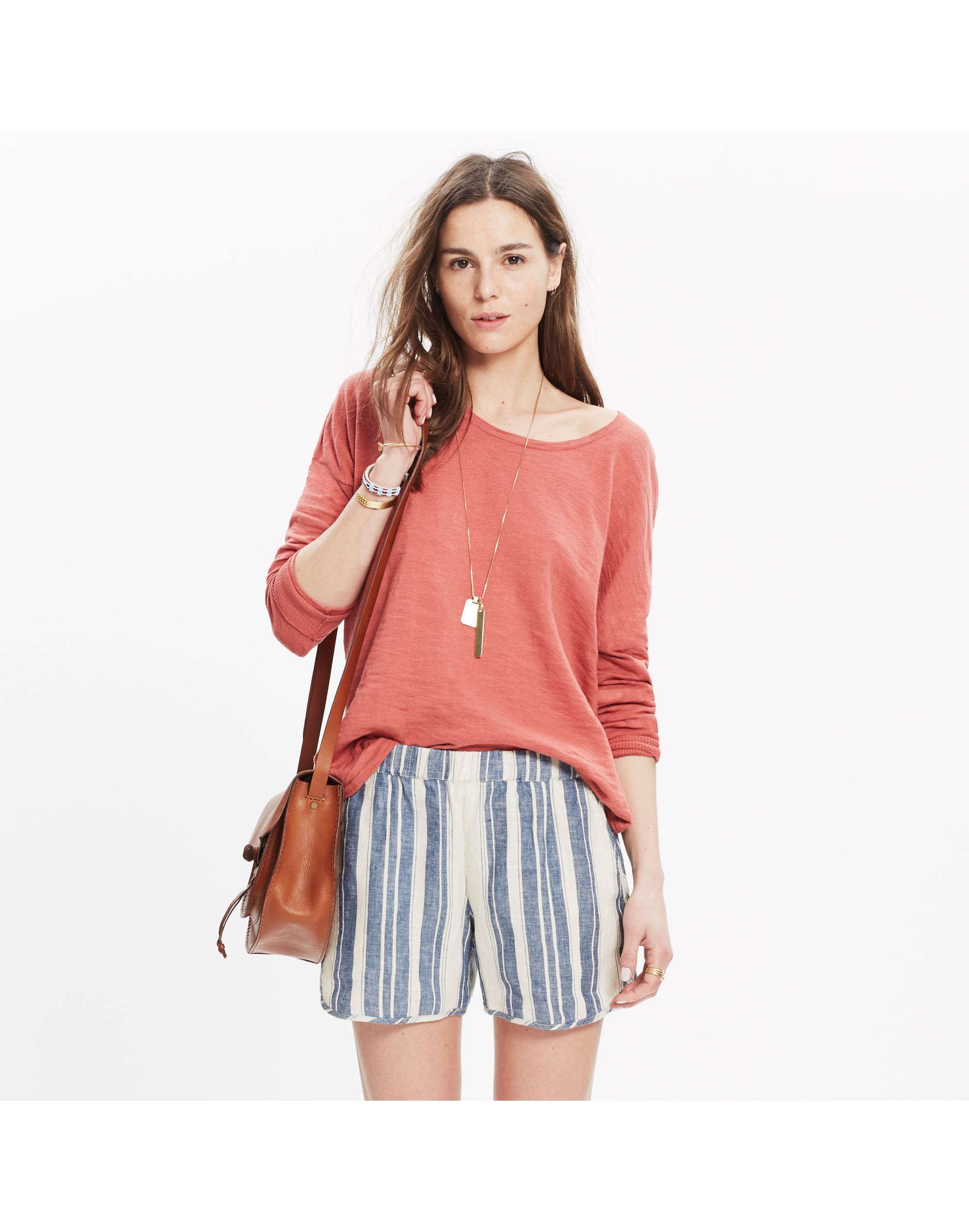 Pull-On Shorts Indigo Stripe | Madewell