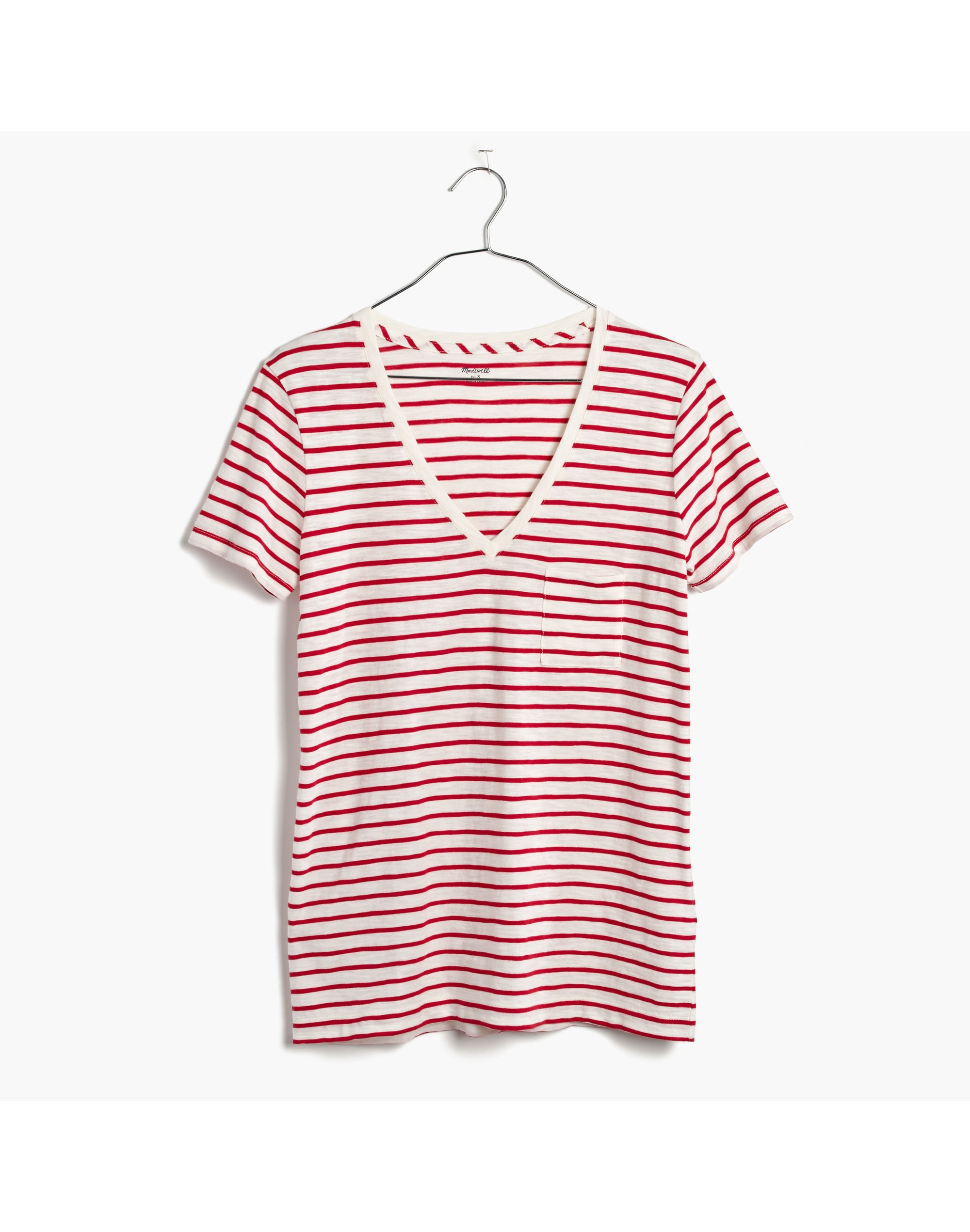 Whisper Cotton V-Neck Pocket Tee Alhambra Stripe | Madewell