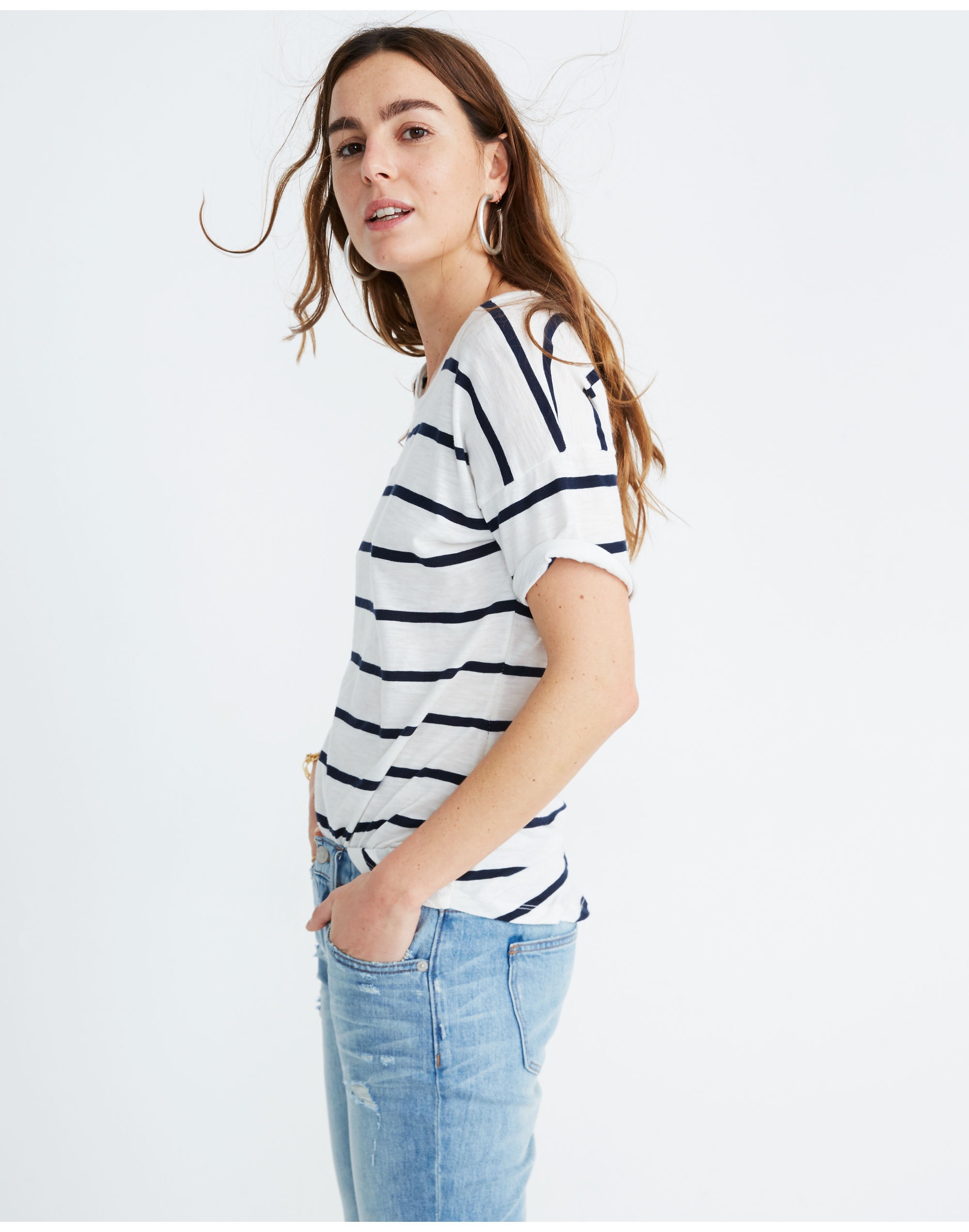 Whisper Cotton Crewneck Tee Creston Stripe | Madewell