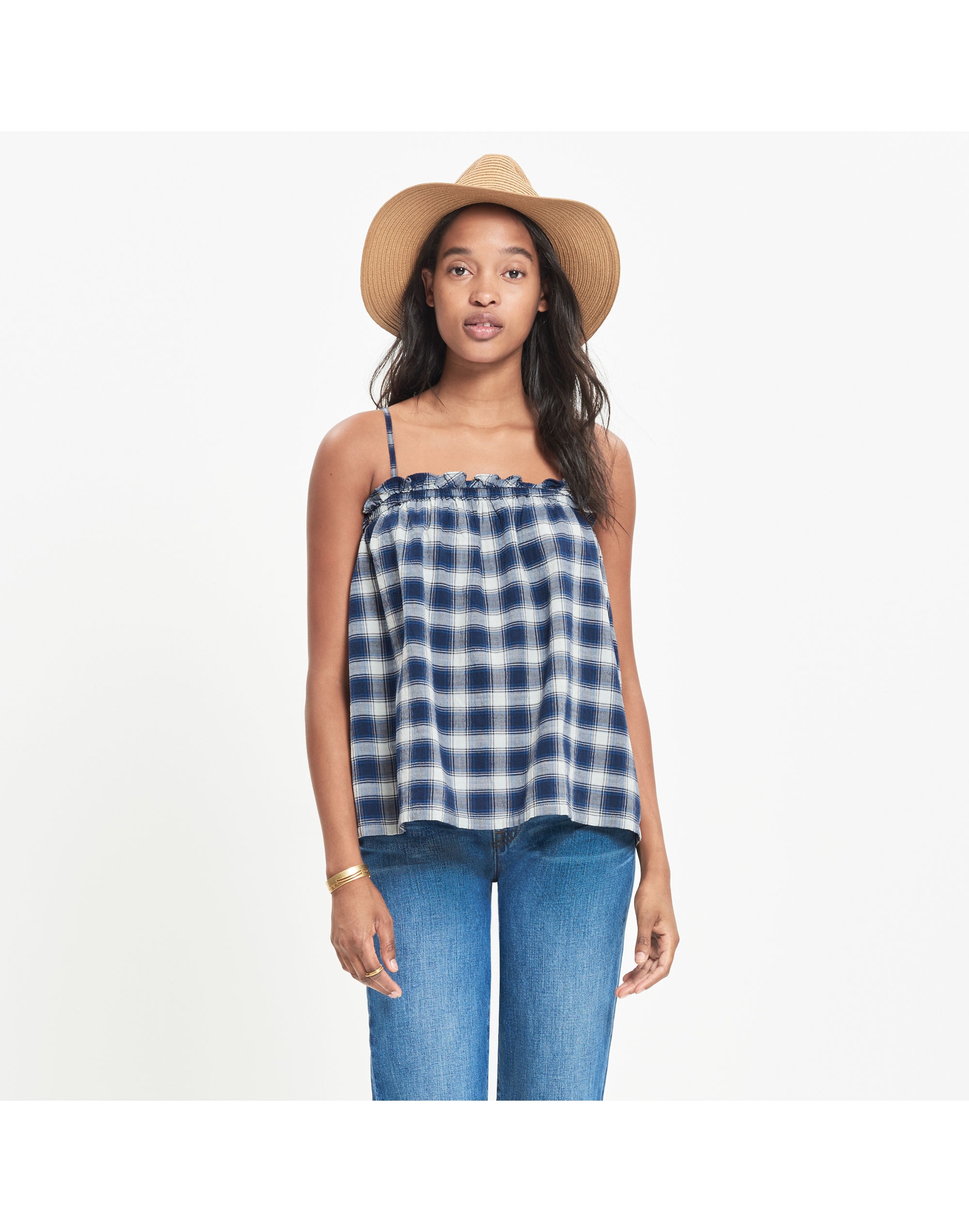 Indigo Plaid Tank Top | Madewell