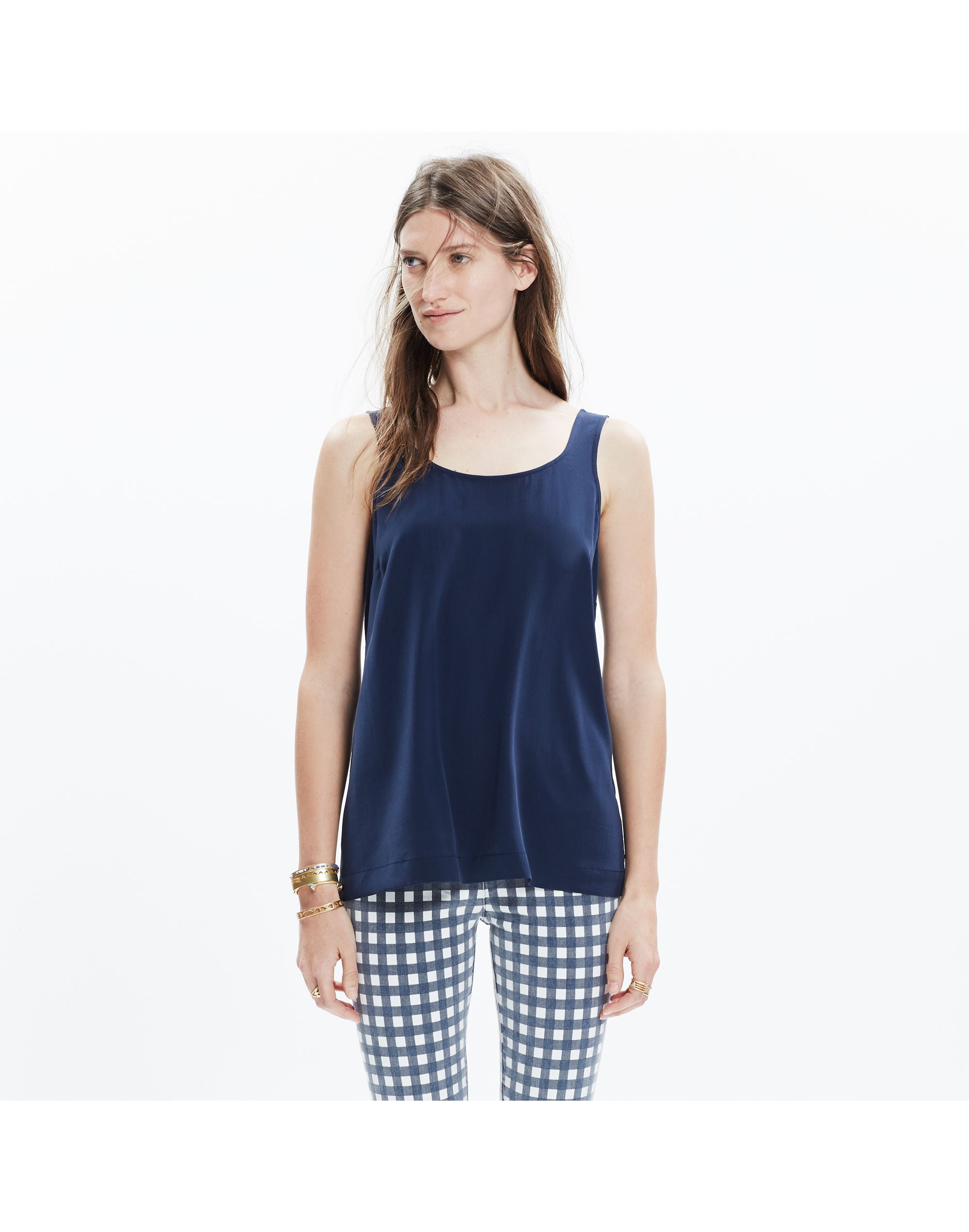 Silk Lookout Bow-Back Top Deep Navy | Madewell