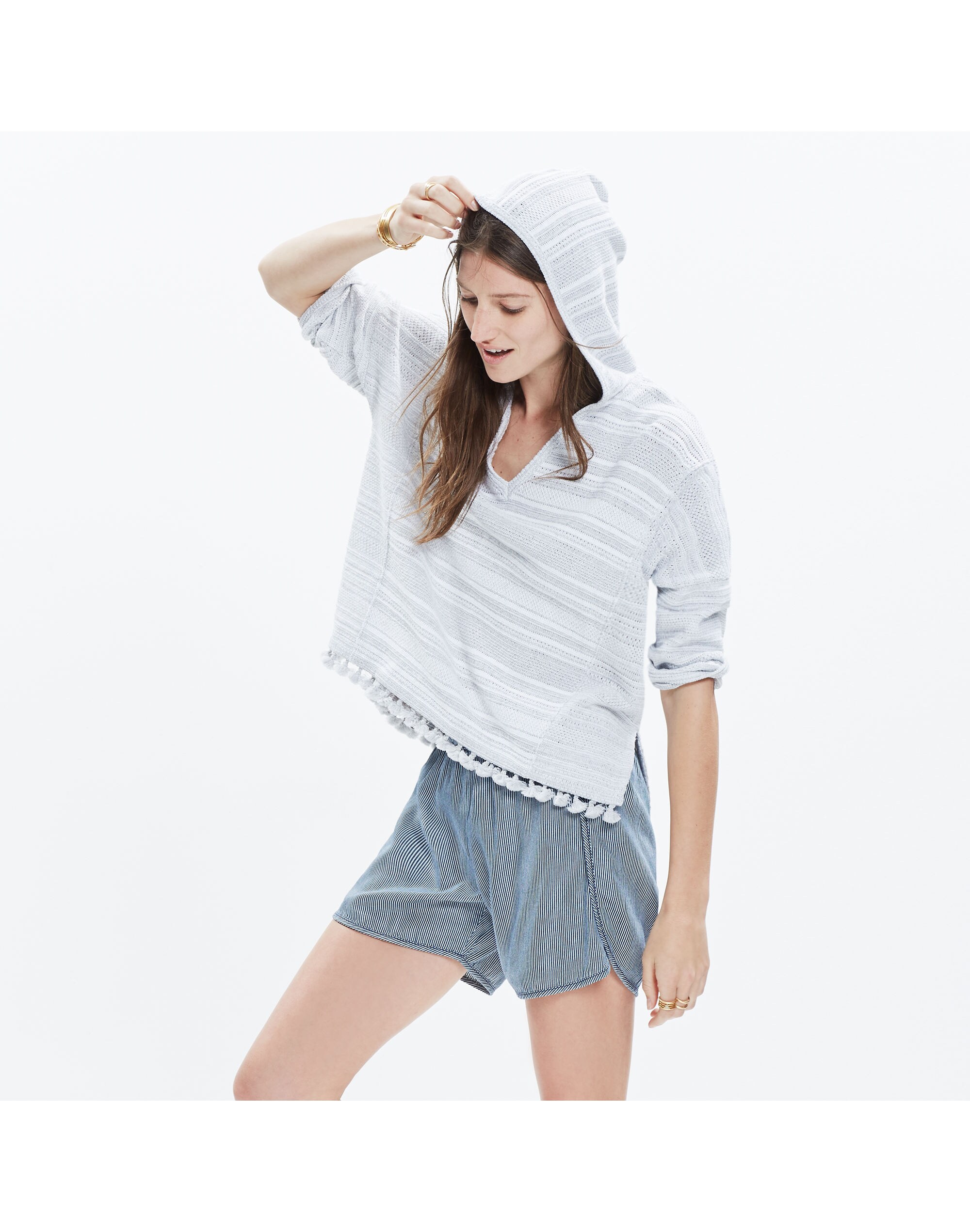 Short-Sleeve Fringe Hoodie | Madewell