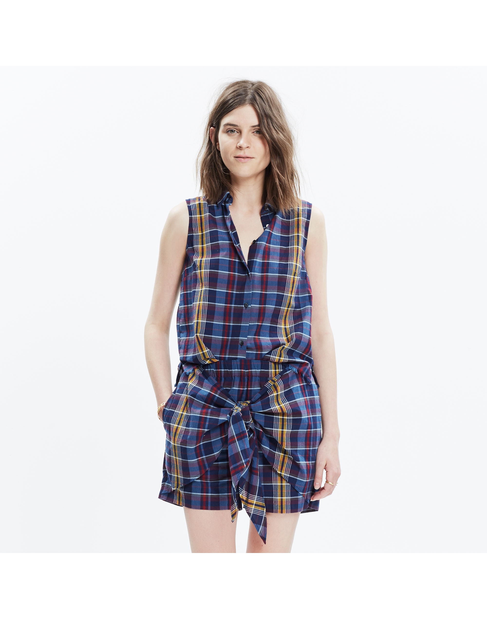 Plaid Tie-Front Skort | Madewell