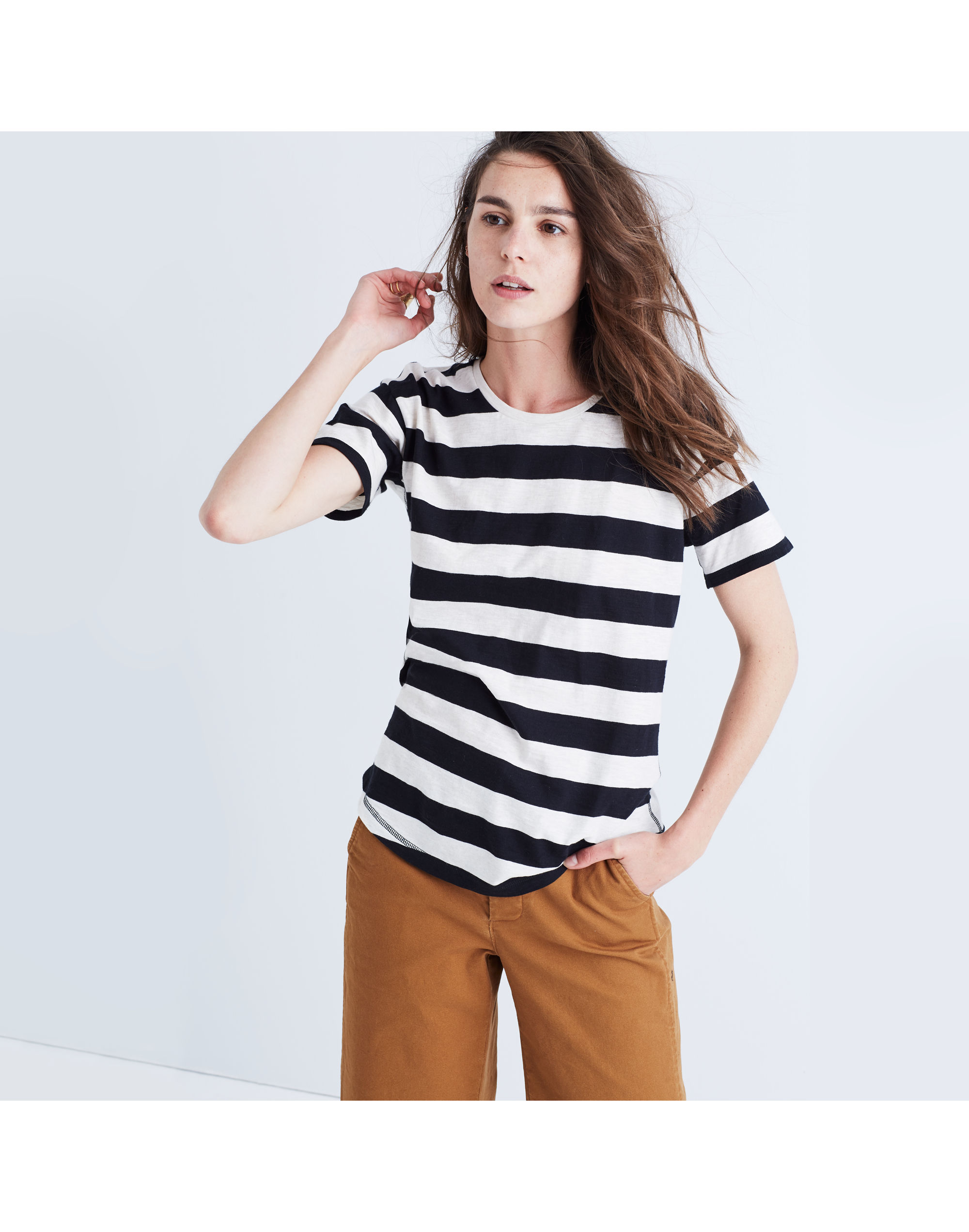 Whisper Cotton Crewneck Tee in Allendale Stripe | Madewell