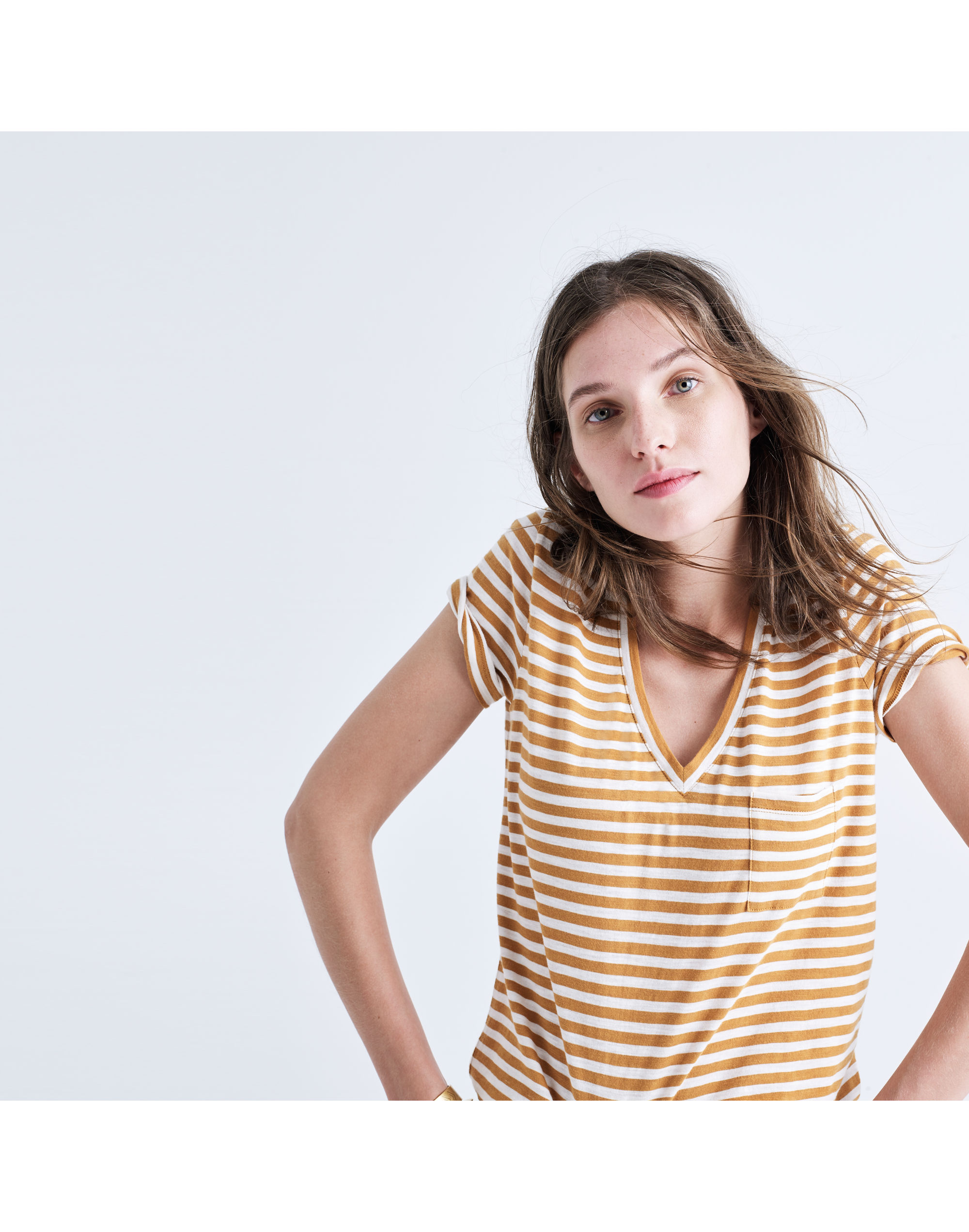 Whisper Cotton V-Neck Pocket Tee Fenwick Stripe | Madewell