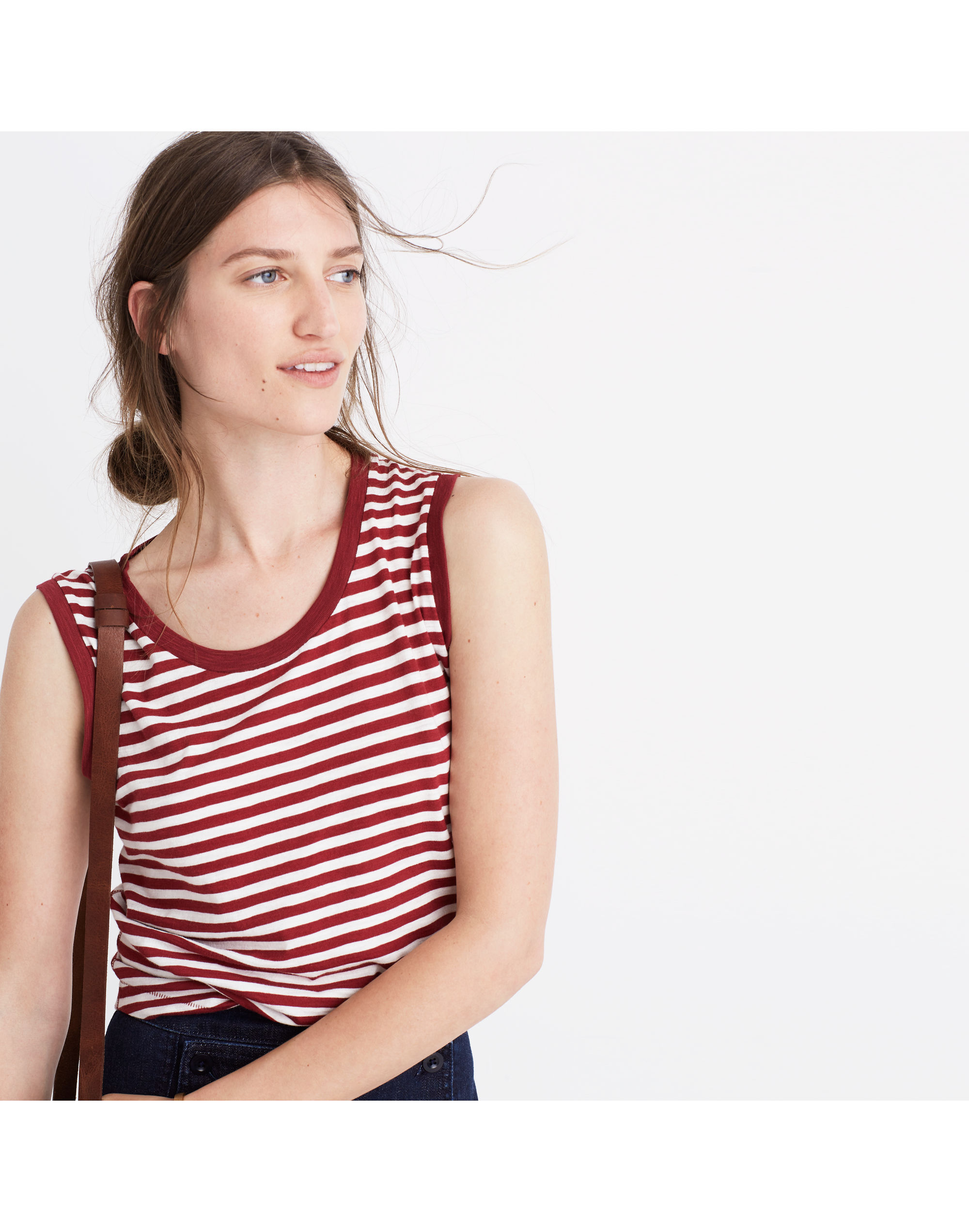 Whisper Cotton Crewneck Muscle Tank in Fenwick Stripe | Madewell