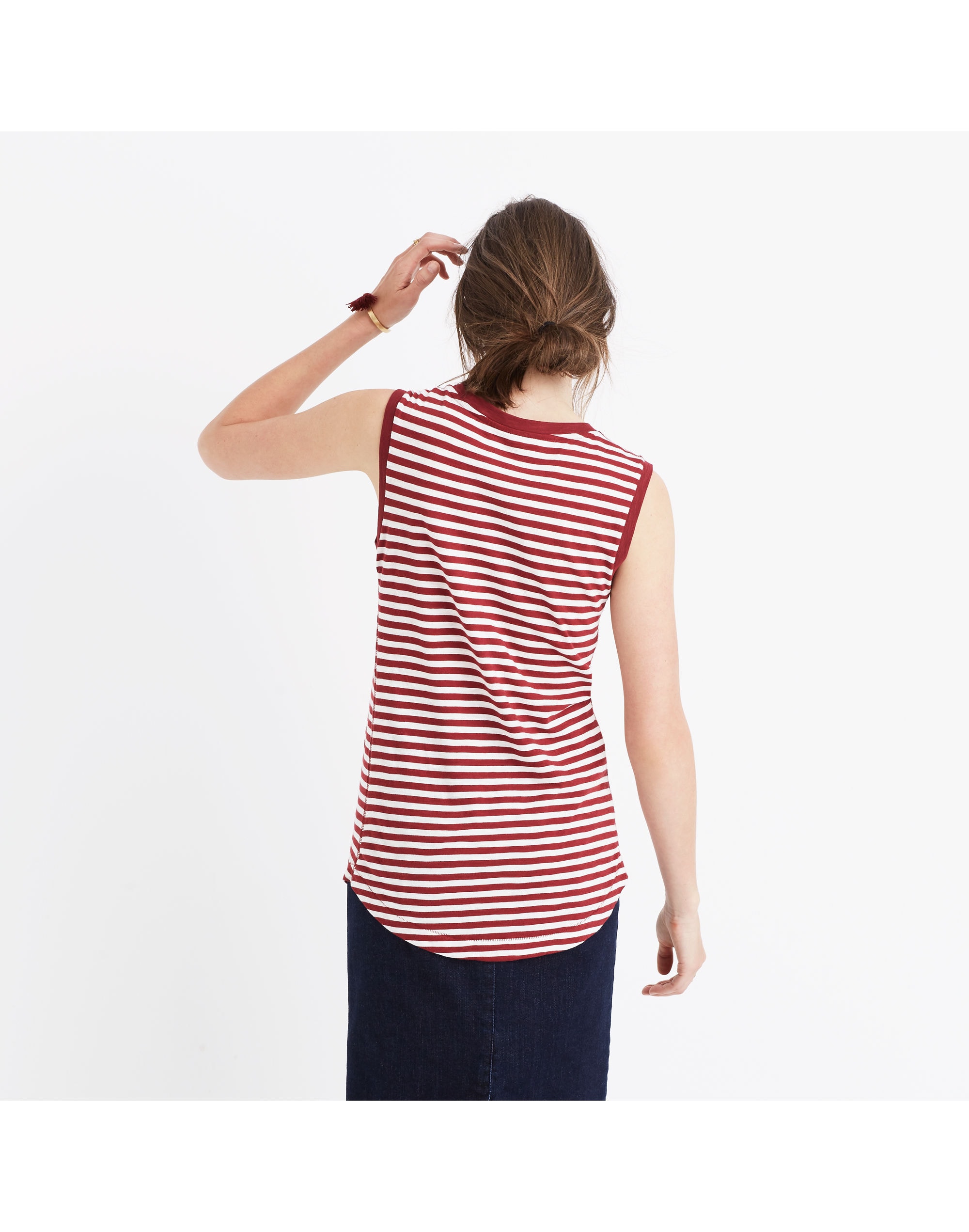 Whisper Cotton Crewneck Muscle Tank in Fenwick Stripe | Madewell