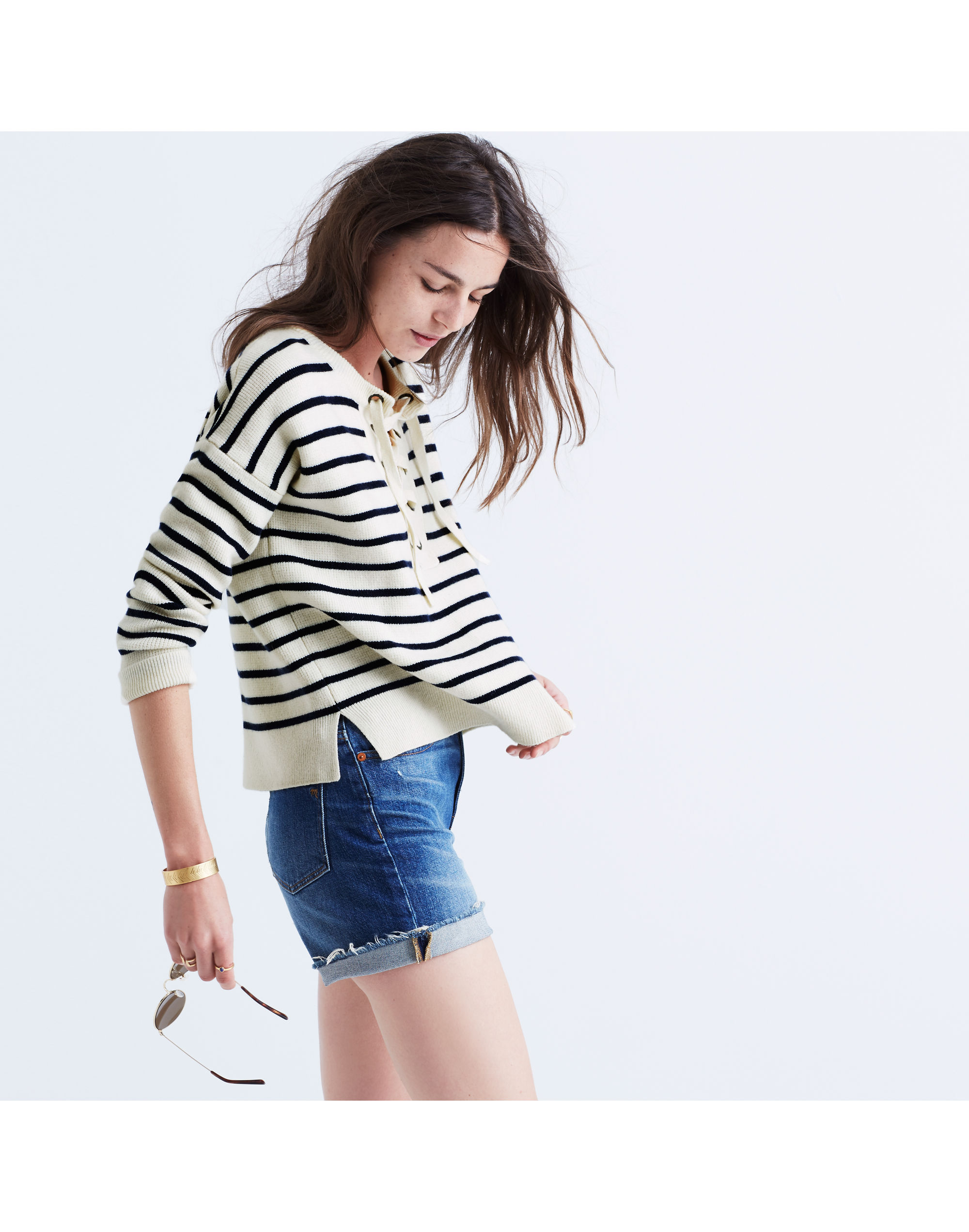 Striped Lace-Up Sweater | Madewell