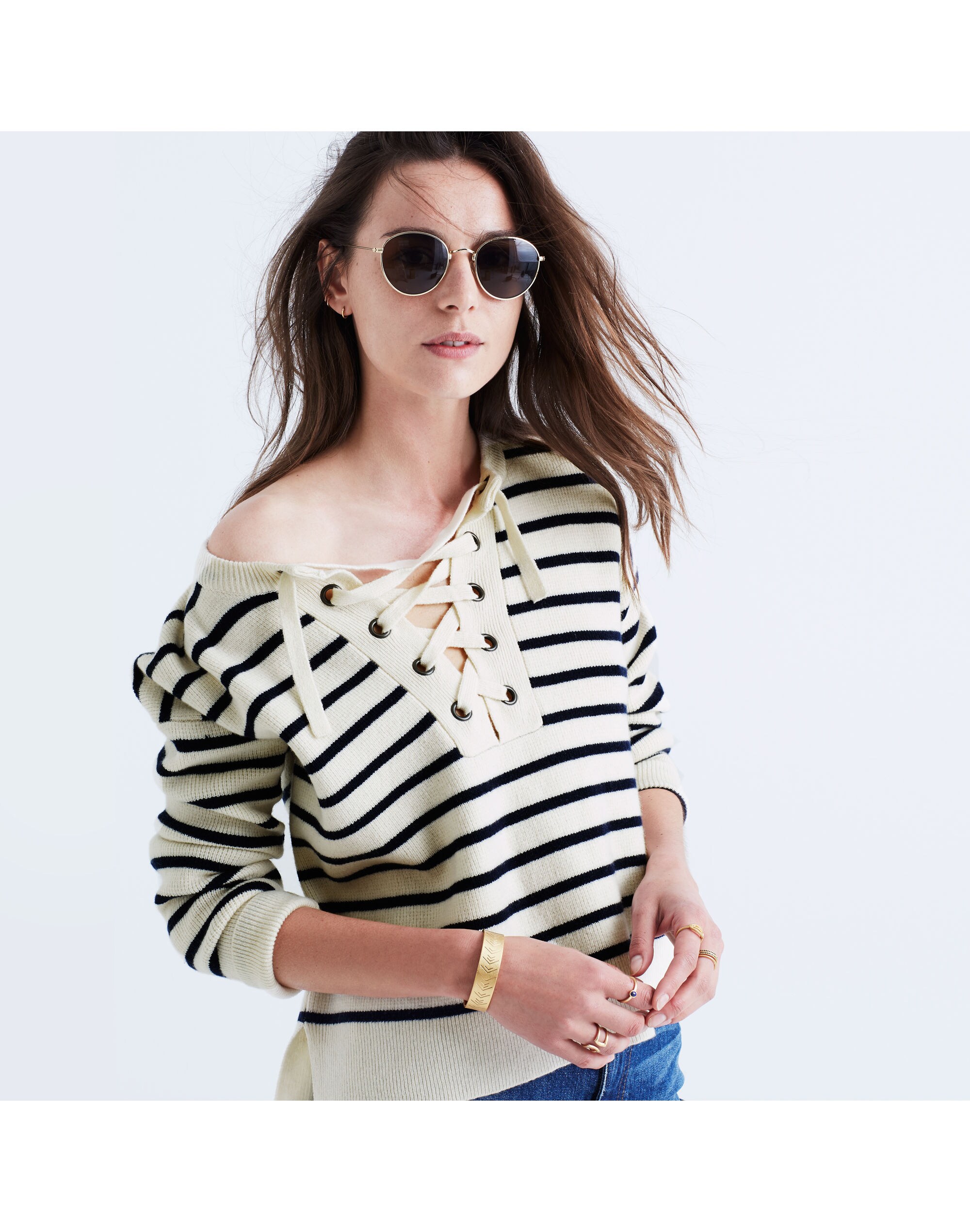 Striped Lace-Up Sweater | Madewell