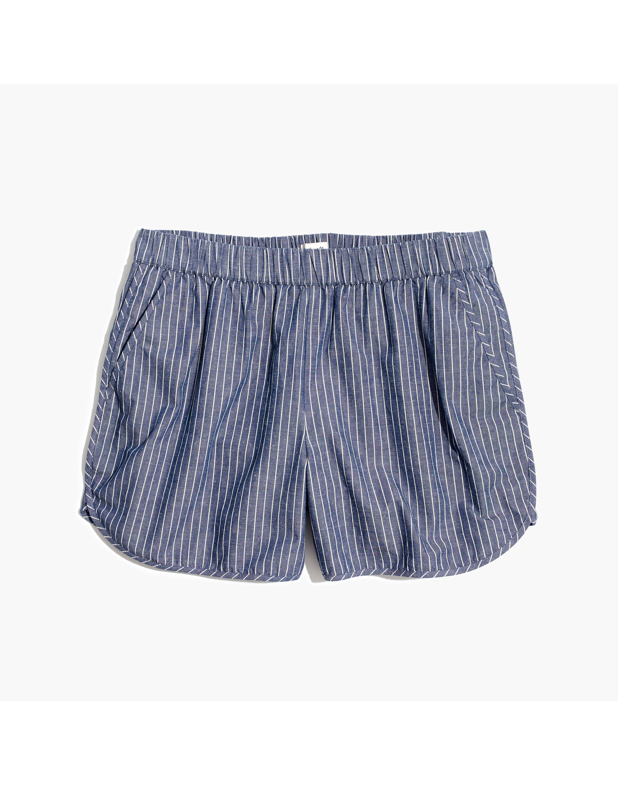 Cotton-Linen Pull-On Shorts Chambray Stripe | Madewell