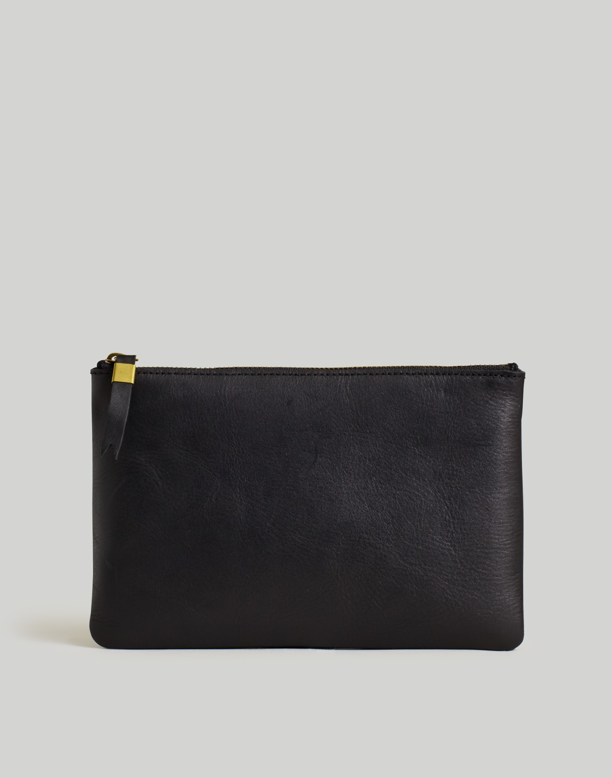 Madewell The Leather Pouch Clutch in True Black - Size One S