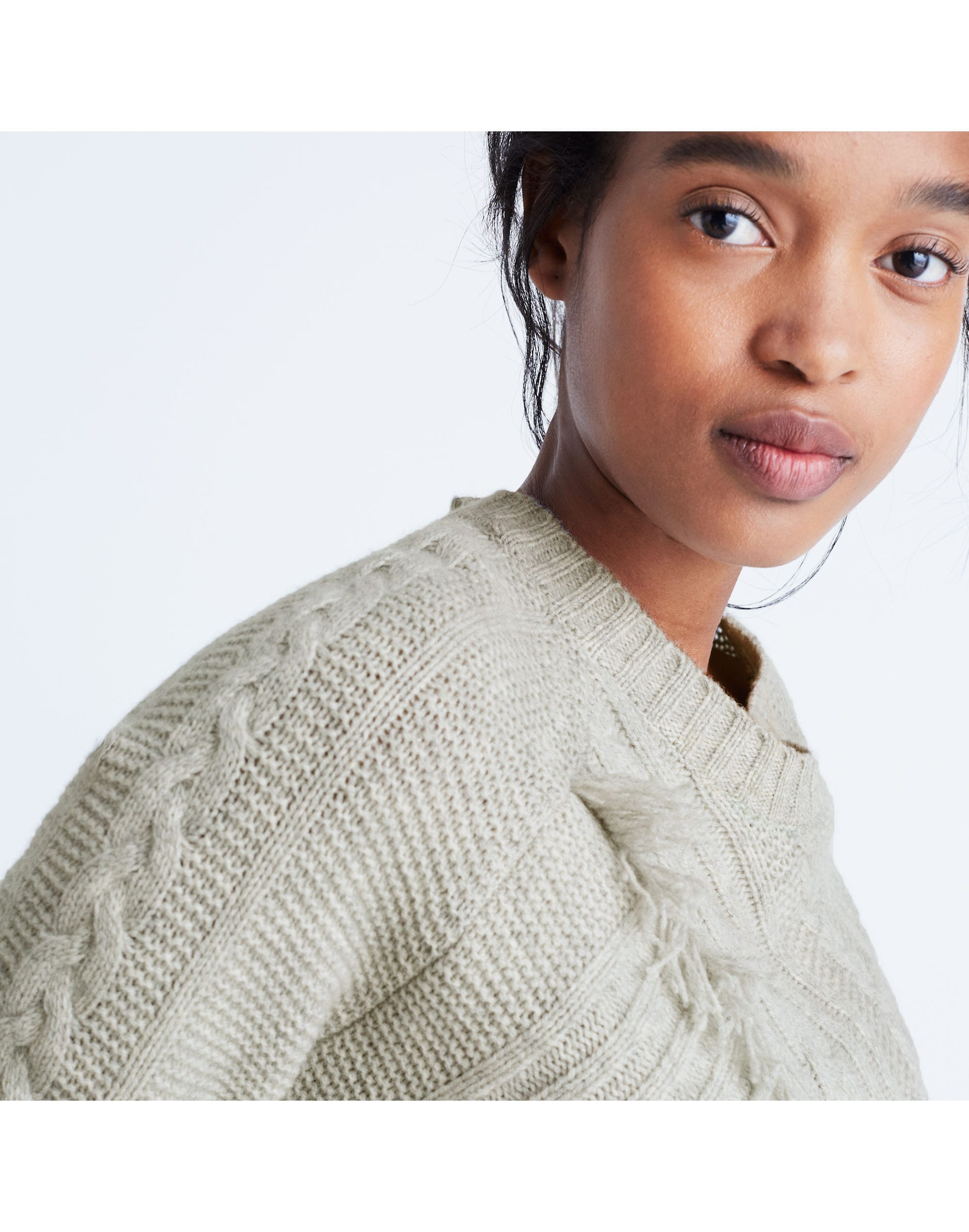 Cableknit Fringe Sweater | Madewell