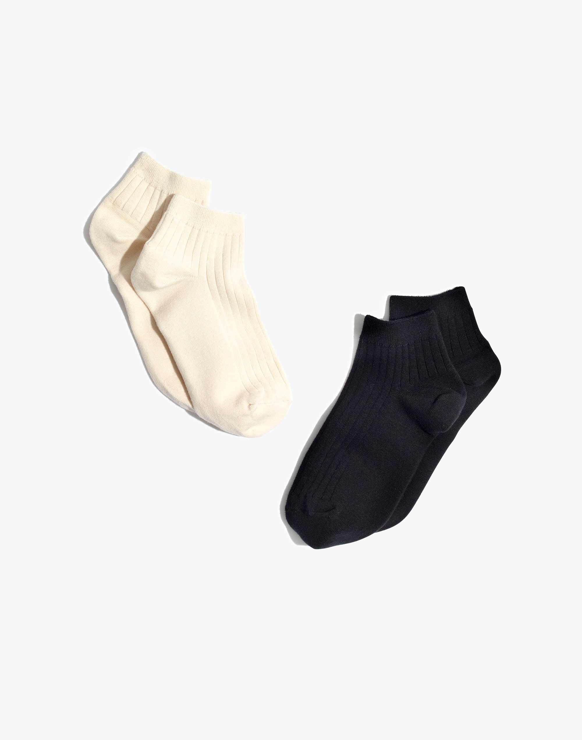 Two-Pack Ribbed Heather Anklet Socks