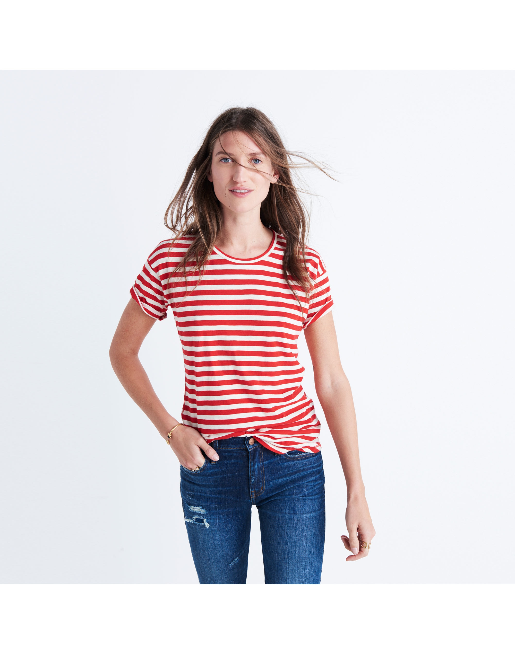 Whisper Cotton Crewneck Tee Sammie Stripe | Madewell