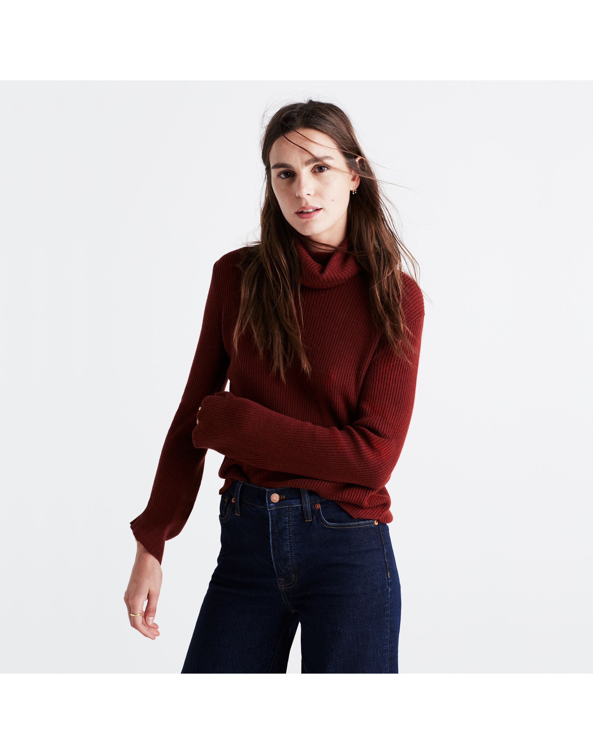 Bell-Sleeve Ribbed Turtleneck Sweater | Madewell