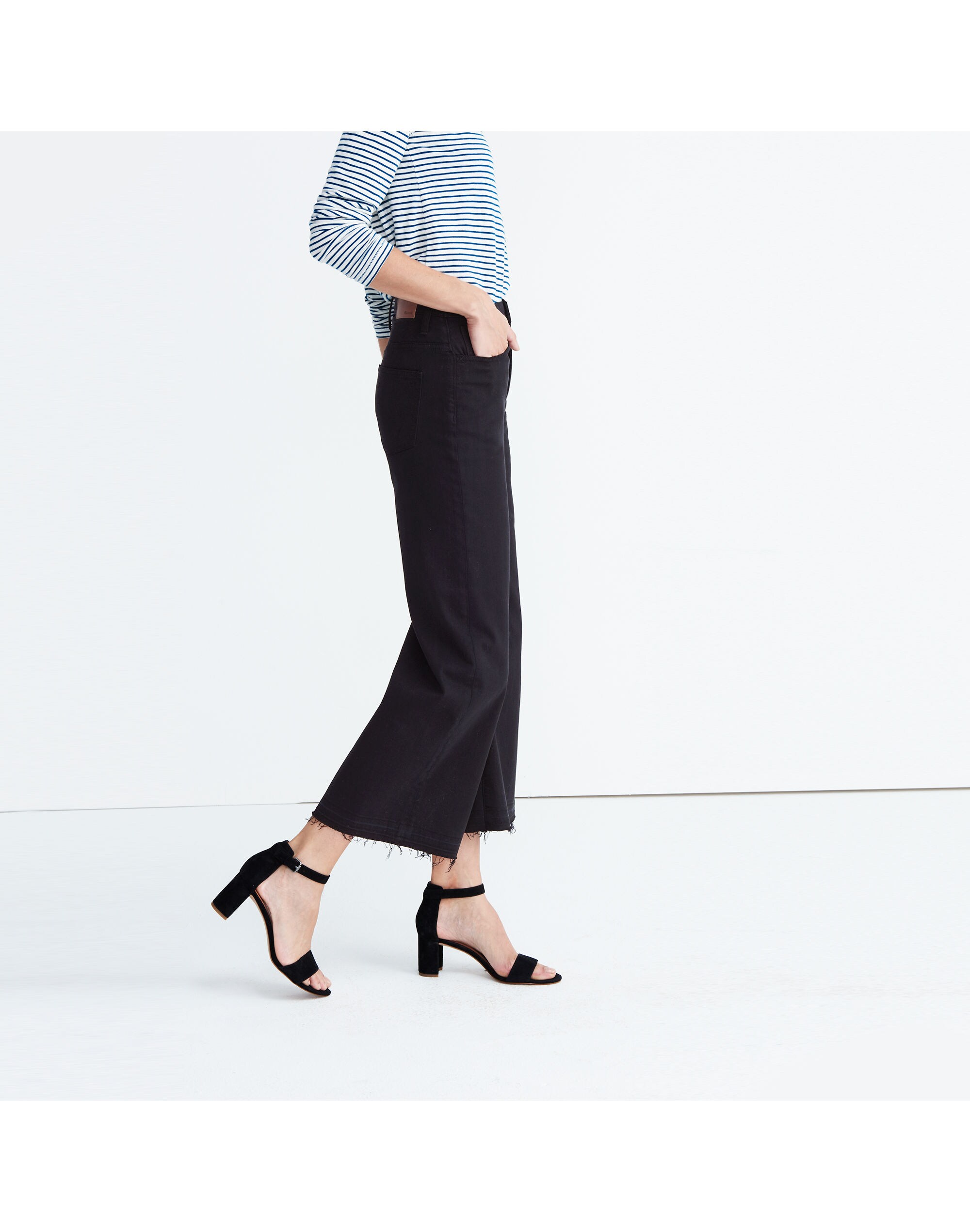 Wide-Leg Crop Jeans in True Black: Drop-Hem Edition | Madewell