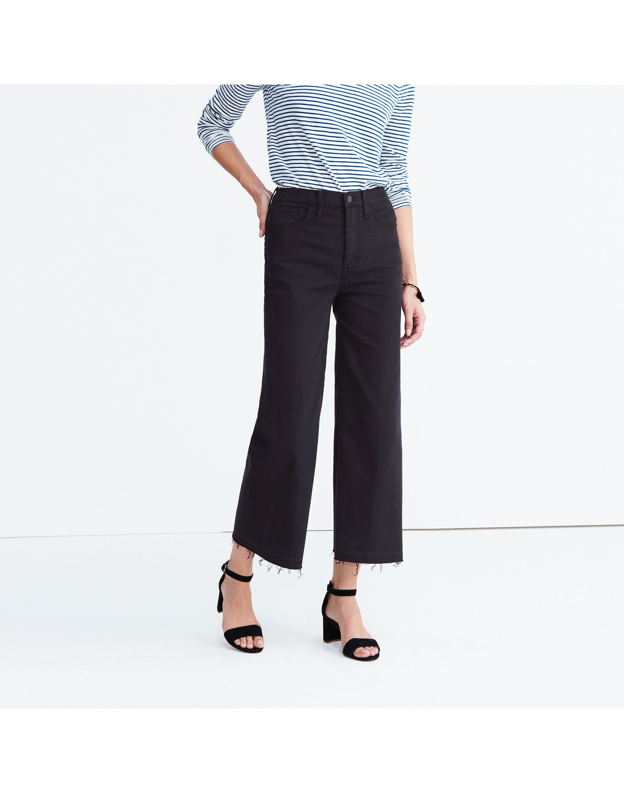 Wide-Leg Crop Jeans in True Black: Drop-Hem Edition | Madewell