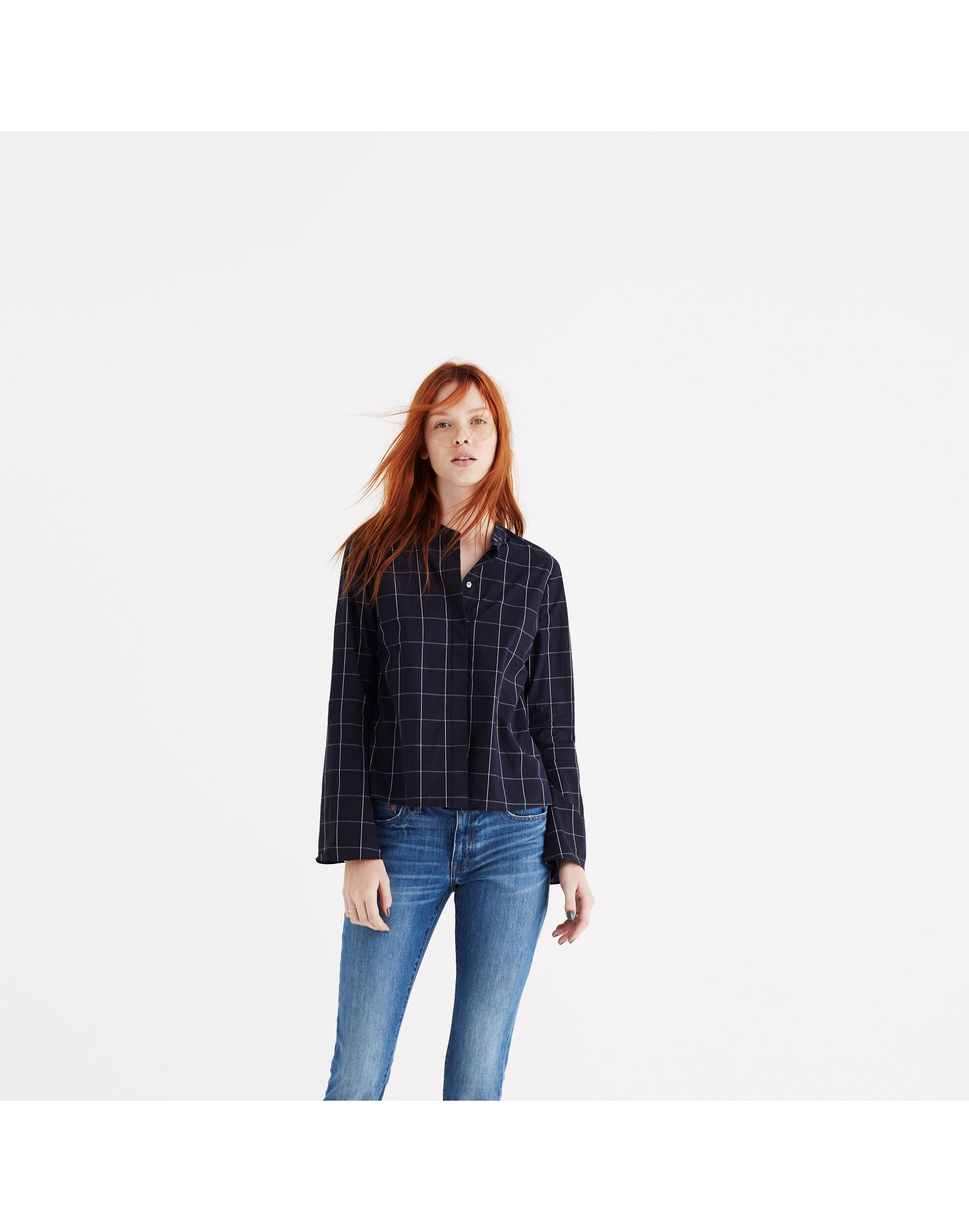 Bell-Sleeve Shirt Windowpane | Madewell