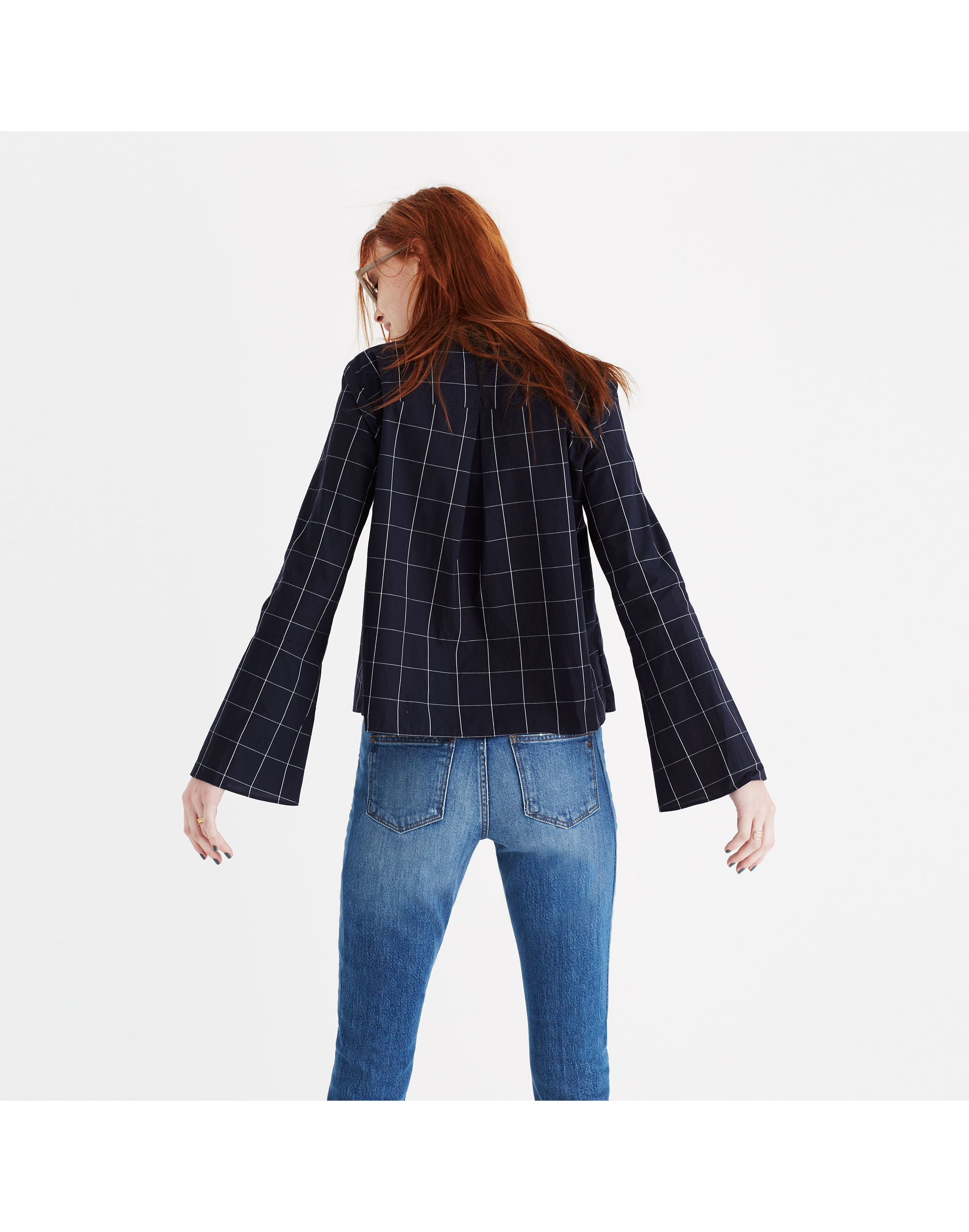 Bell-Sleeve Shirt Windowpane | Madewell