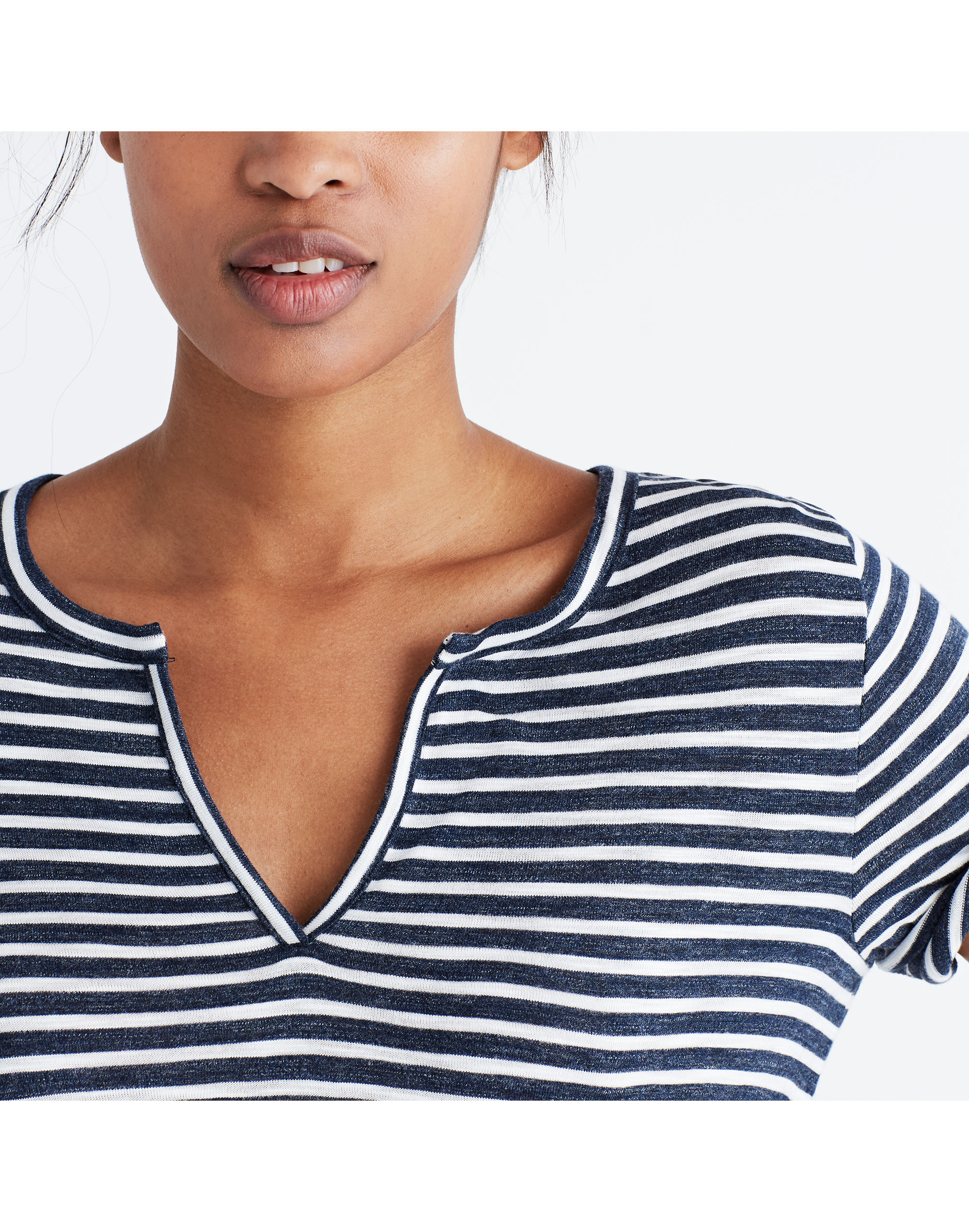 Anthem Split-Neck Tee Adriatic Stripe | Madewell