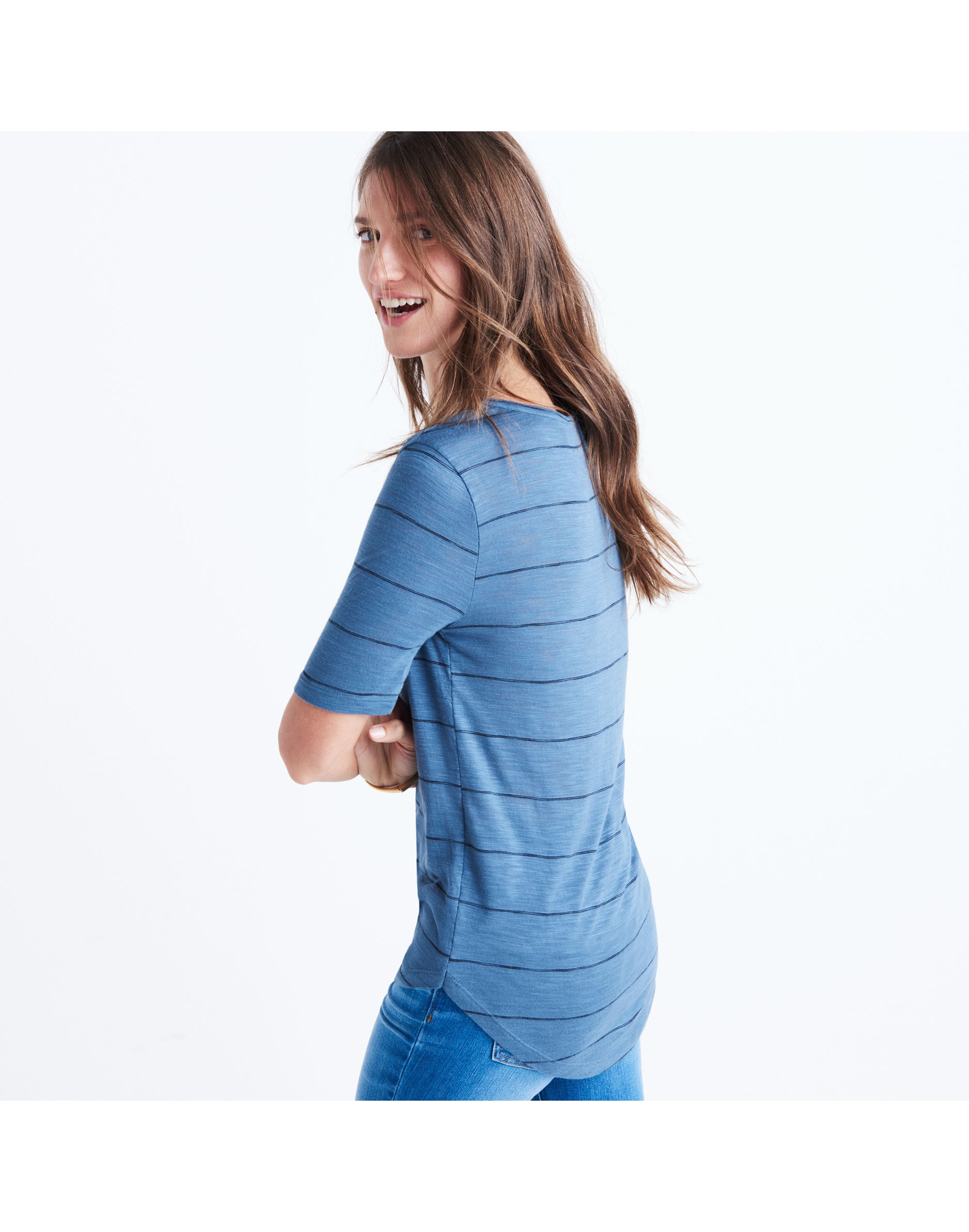 Anthem Split-Neck Tee Kimball Stripe | Madewell