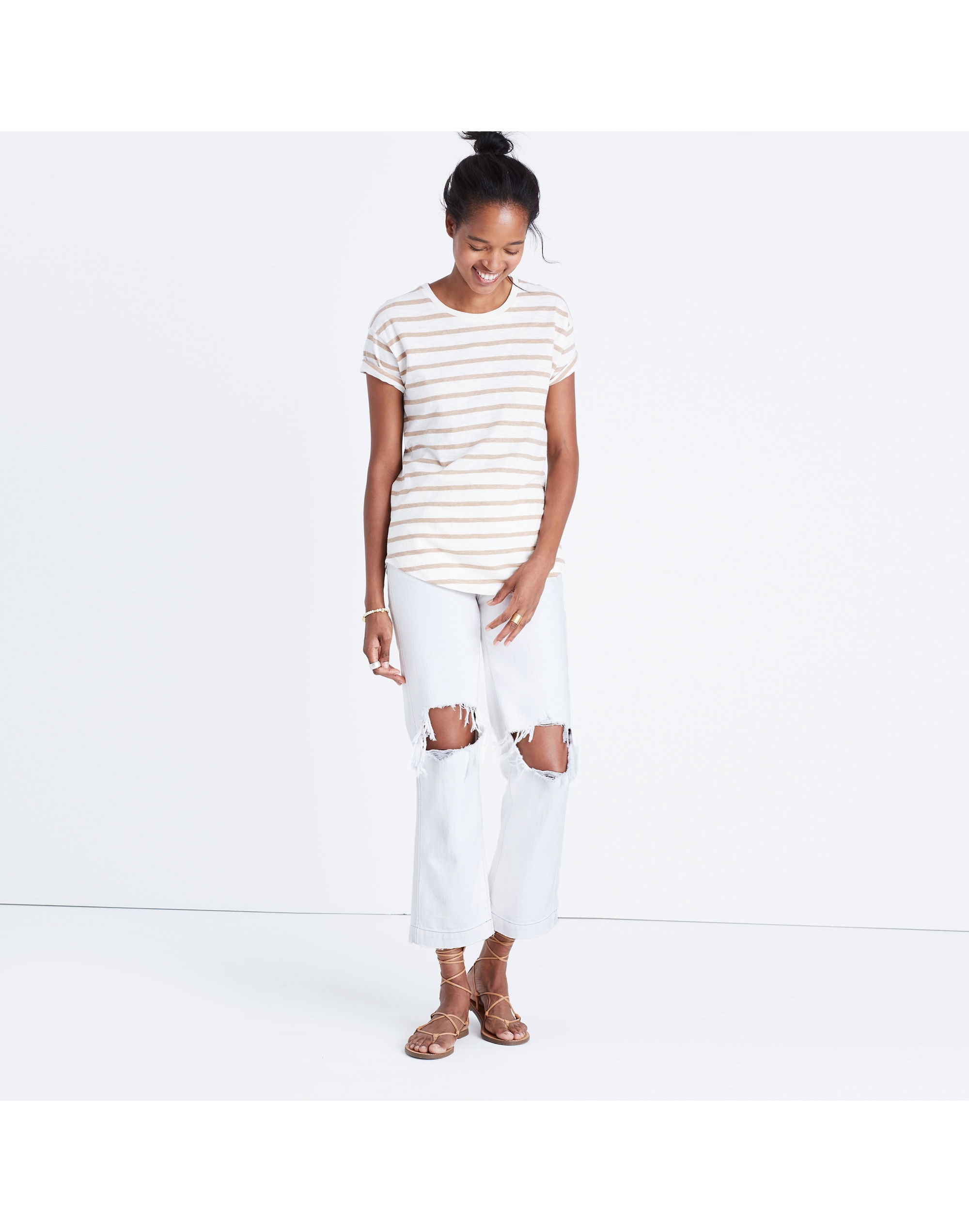 Whisper Cotton Crewneck Tee in Andy Stripe | Madewell