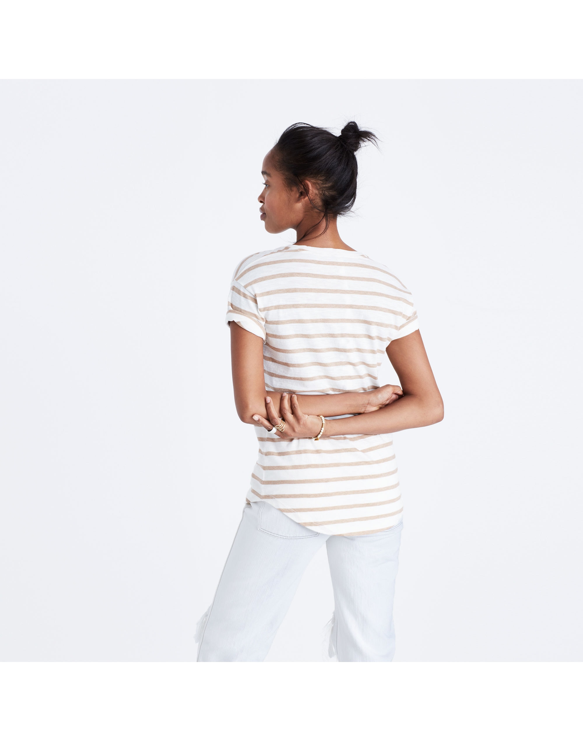 Whisper Cotton Crewneck Tee in Andy Stripe | Madewell