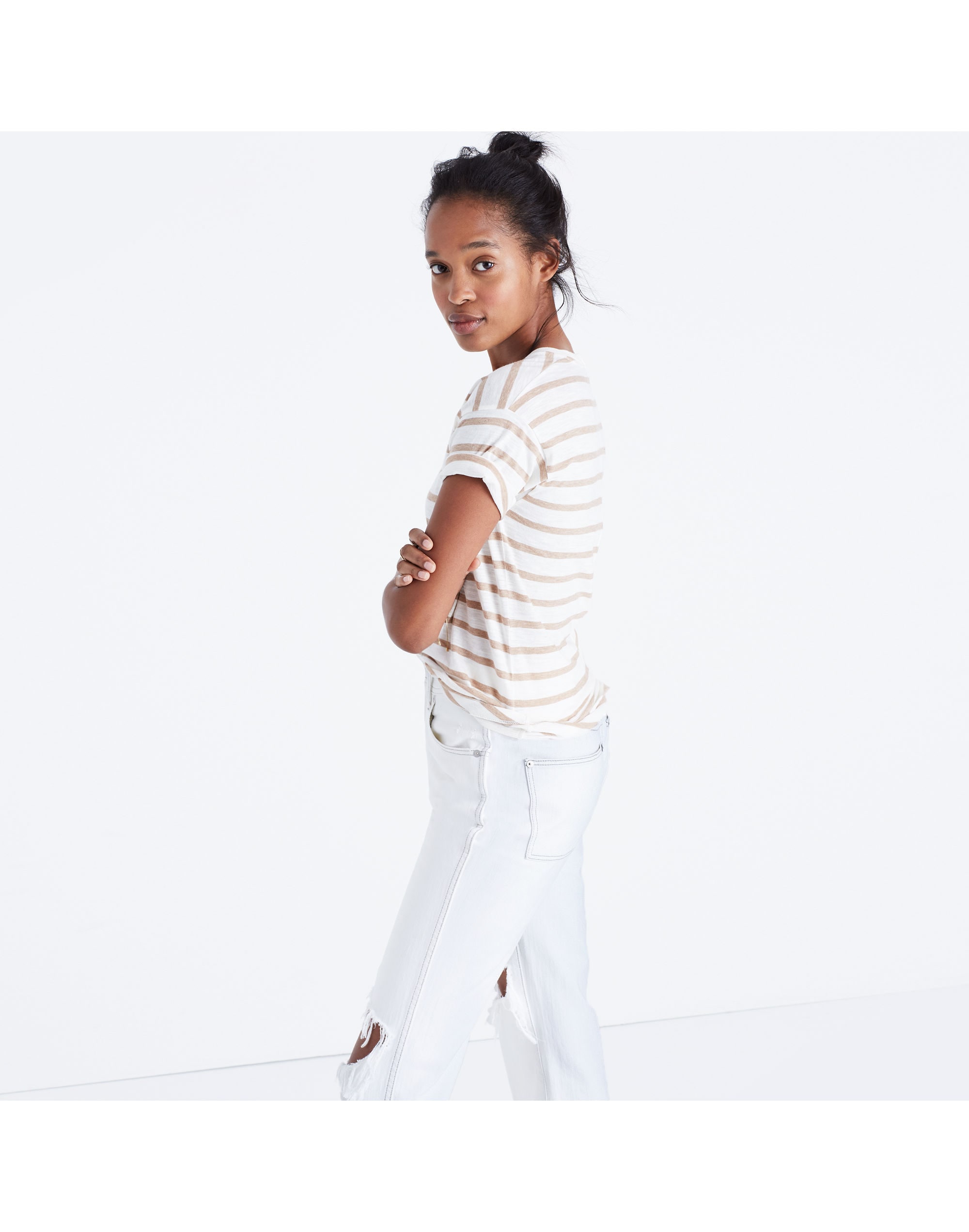 Whisper Cotton Crewneck Tee in Andy Stripe | Madewell